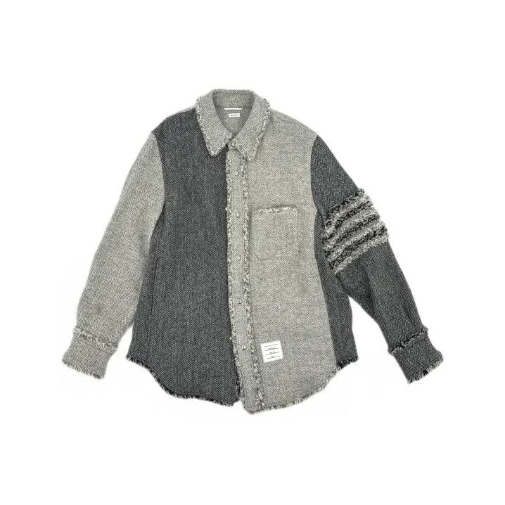 Thom Browne Thom Browne Gray Striped Long Sleeve Jacket Size US M / EU 48-50 / 2 - 2 Thumbnail