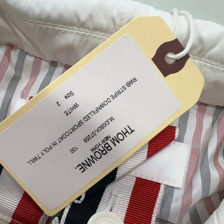 Thom Browne Thom Browne White Down Jacket with Stripes Size US M / EU 48-50 / 2 - 4 Thumbnail