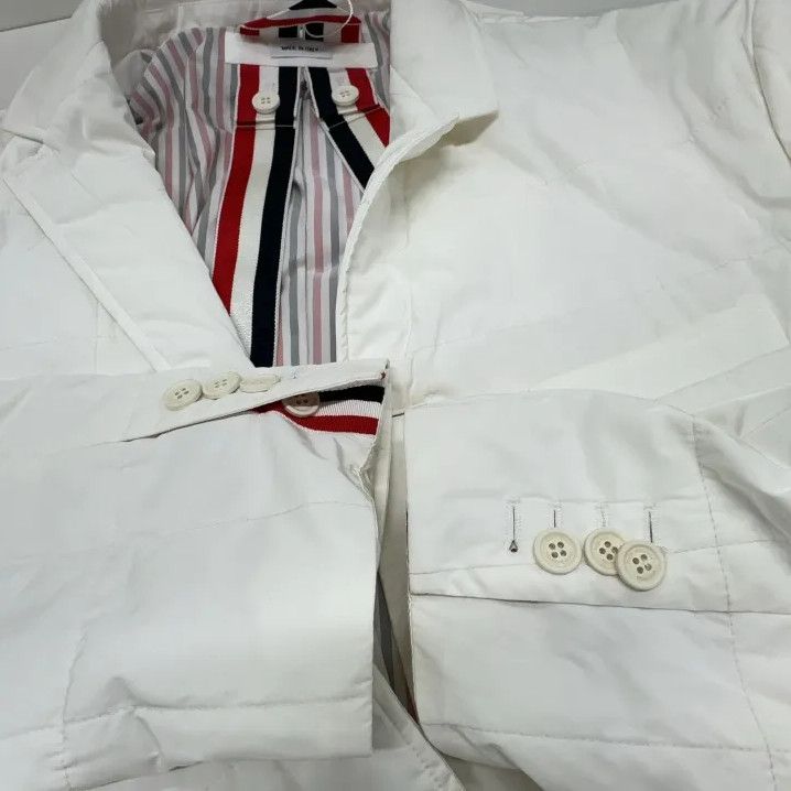 Thom Browne Thom Browne White Padded Blazer with Stripe Detail Size US S / EU 44-46 / 1 - 10 Thumbnail