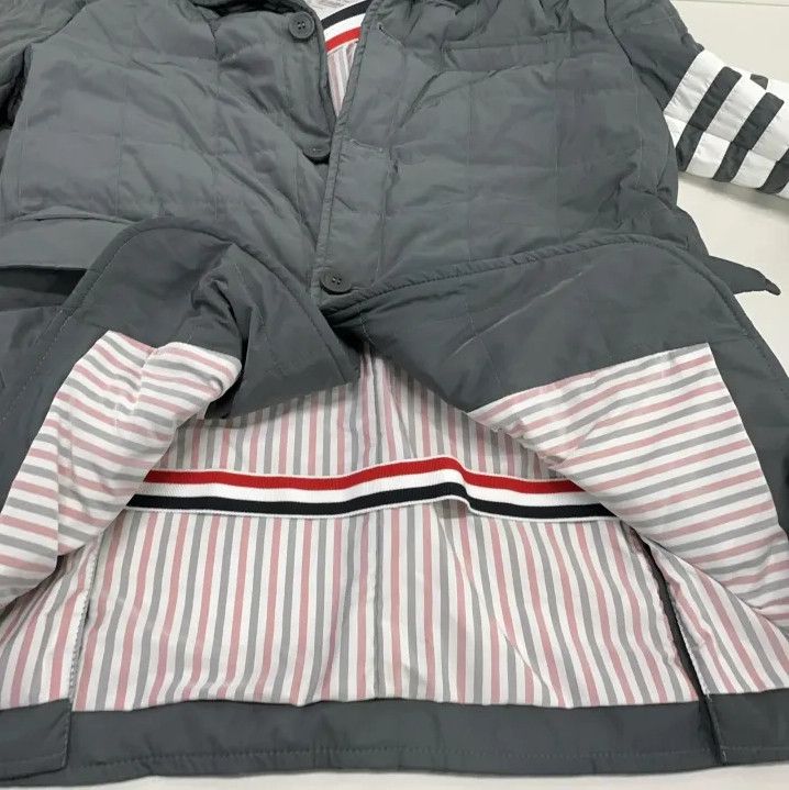 Thom Browne Thom Browne Gray Striped Quilted Jacket Size US XS / EU 42 / 0 - 10 Thumbnail