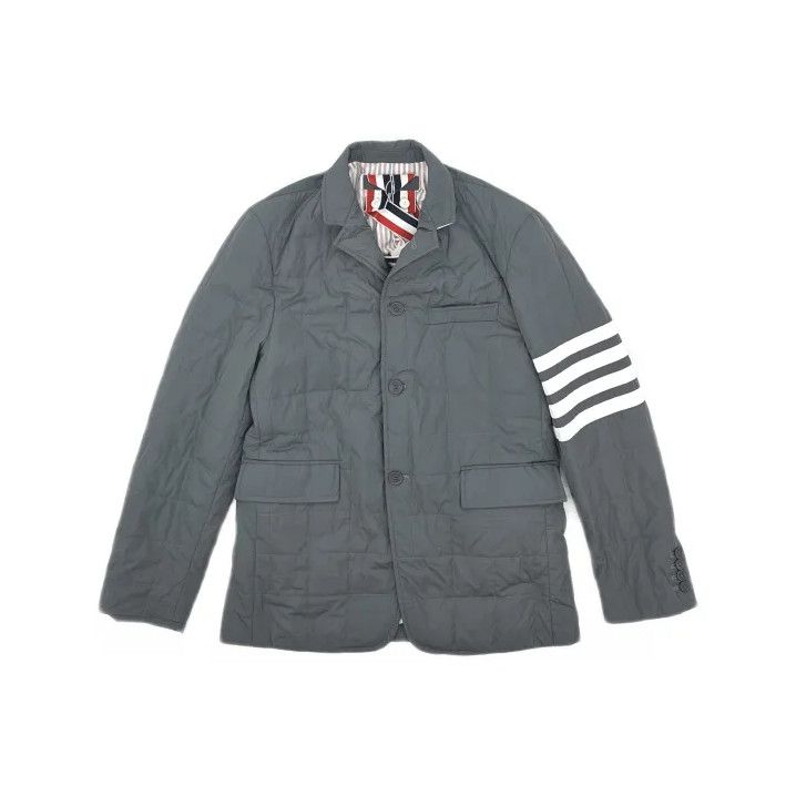 Thom Browne Thom Browne Gray Striped Quilted Jacket Size US XS / EU 42 / 0 - 2 Thumbnail