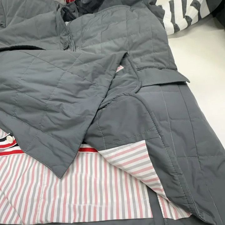 Thom Browne Thom Browne Gray Striped Tailored Down Jacket Size US M / EU 48-50 / 2 - 9 Thumbnail