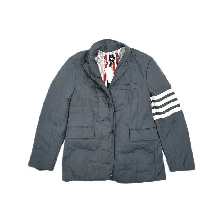 Thom Browne Thom Browne Gray Striped Tailored Down Jacket Size US M / EU 48-50 / 2 - 2 Thumbnail