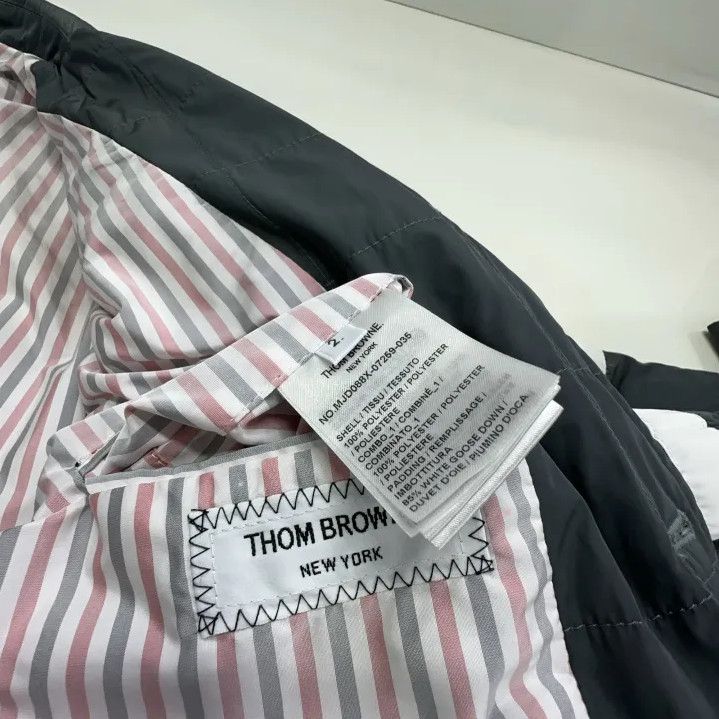 Thom Browne Thom Browne Gray Striped Tailored Down Jacket Size US M / EU 48-50 / 2 - 5 Thumbnail