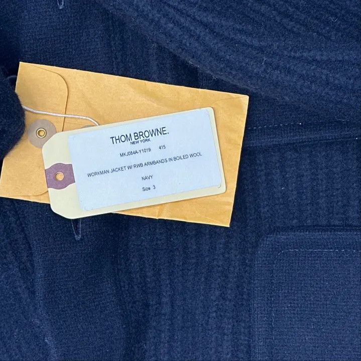 Thom Browne Thom Browne Navy Wool Cardigan with Stripes Size US M / EU 48-50 / 2 - 3 Thumbnail