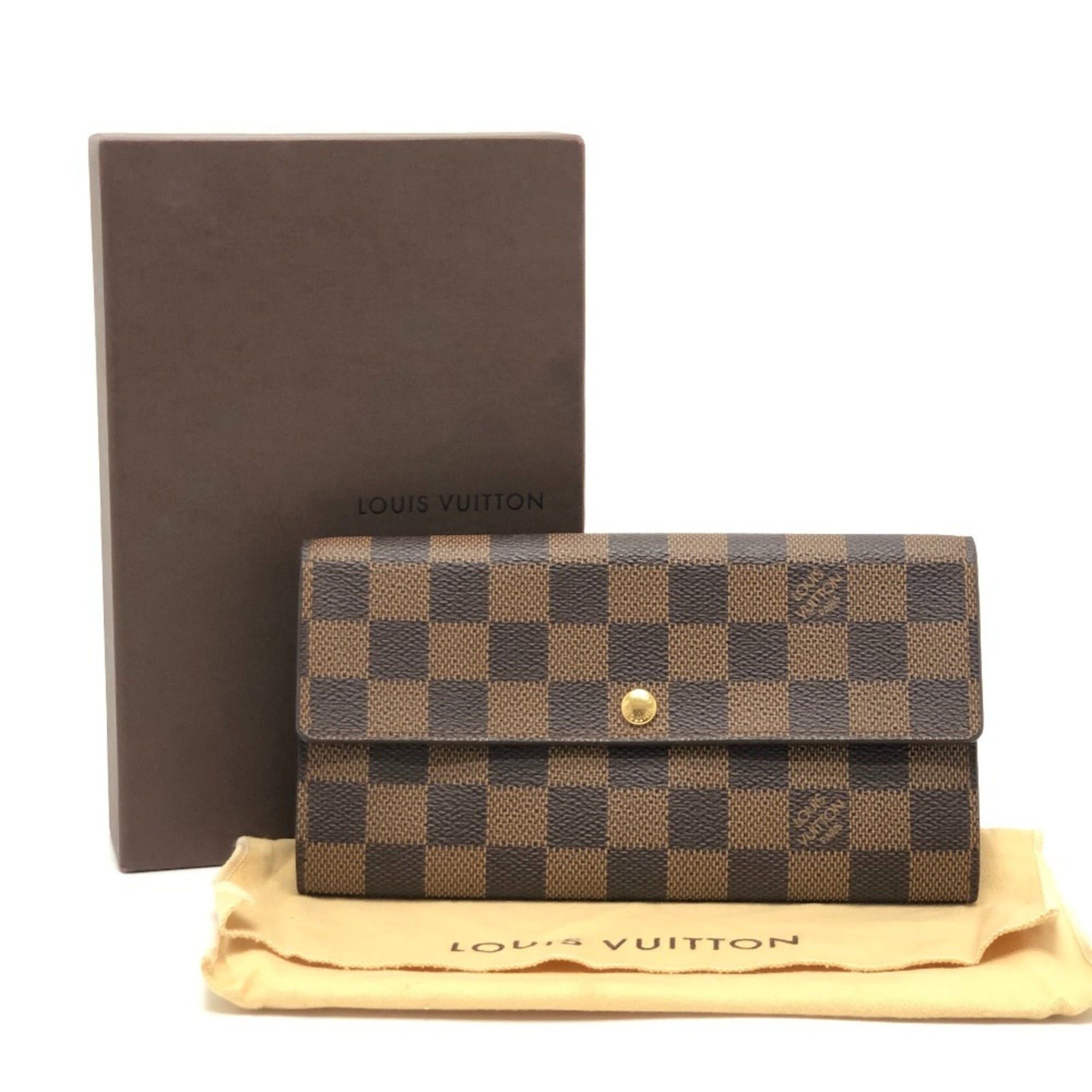 Louis Vuitton LOUIS VUITTON N61734 Portefeuille Sarah Long Wallet, Bifold, Damier Canvas, Ebene, Brown, Women's Size ONE SIZE - 18 Thumbnail
