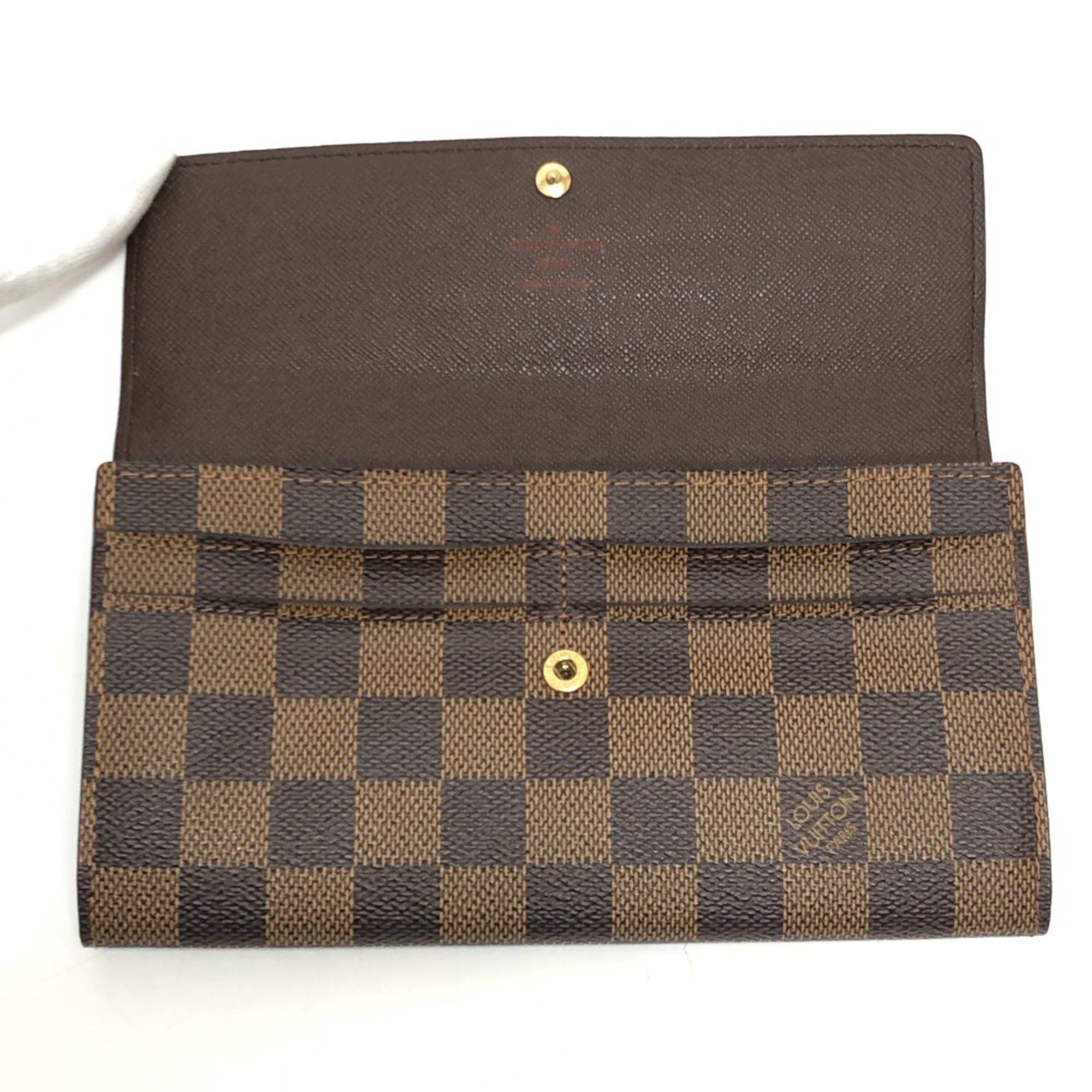 Louis Vuitton LOUIS VUITTON N61734 Portefeuille Sarah Long Wallet, Bifold, Damier Canvas, Ebene, Brown, Women's Size ONE SIZE - 7 Thumbnail