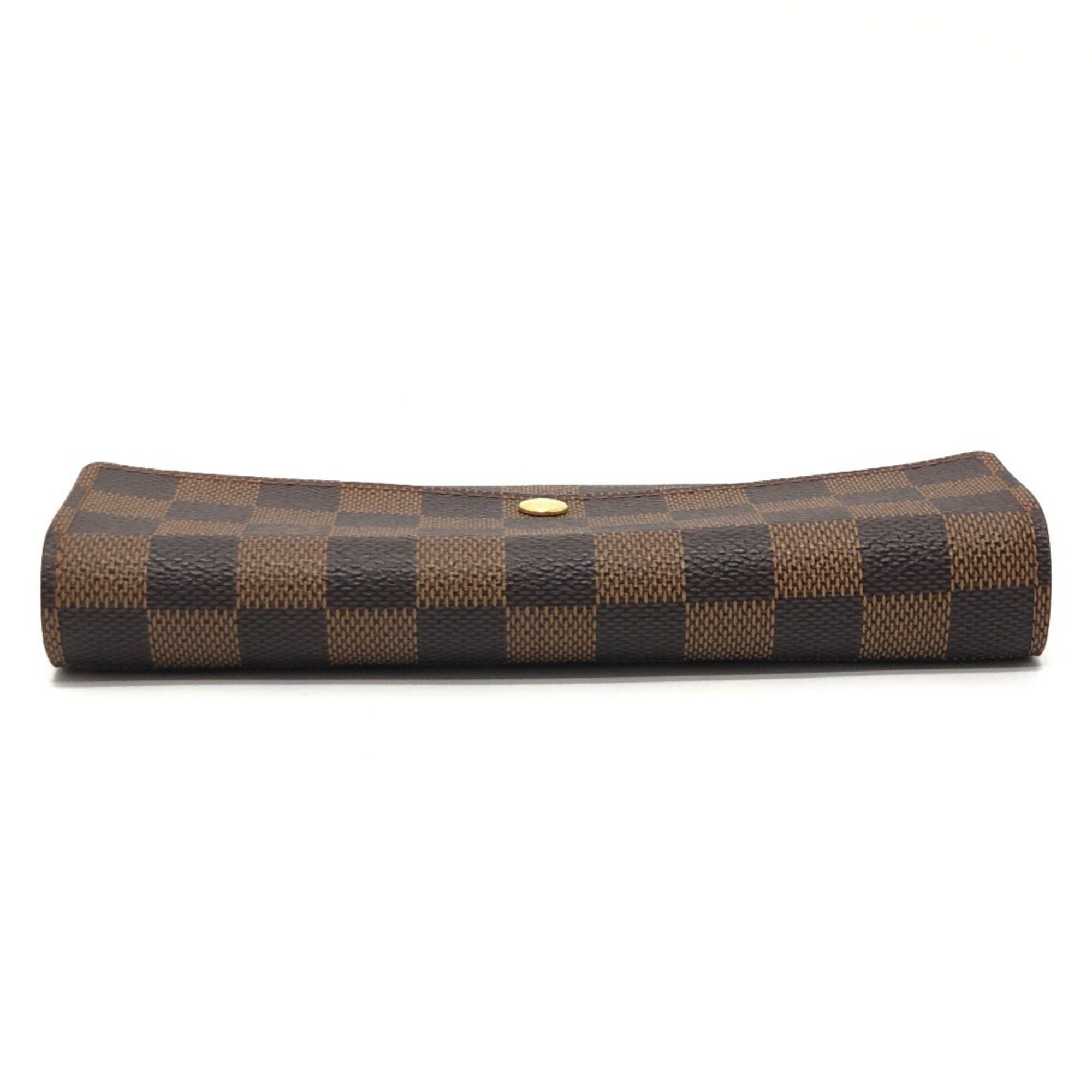 Louis Vuitton LOUIS VUITTON N61734 Portefeuille Sarah Long Wallet, Bifold, Damier Canvas, Ebene, Brown, Women's Size ONE SIZE - 6 Thumbnail