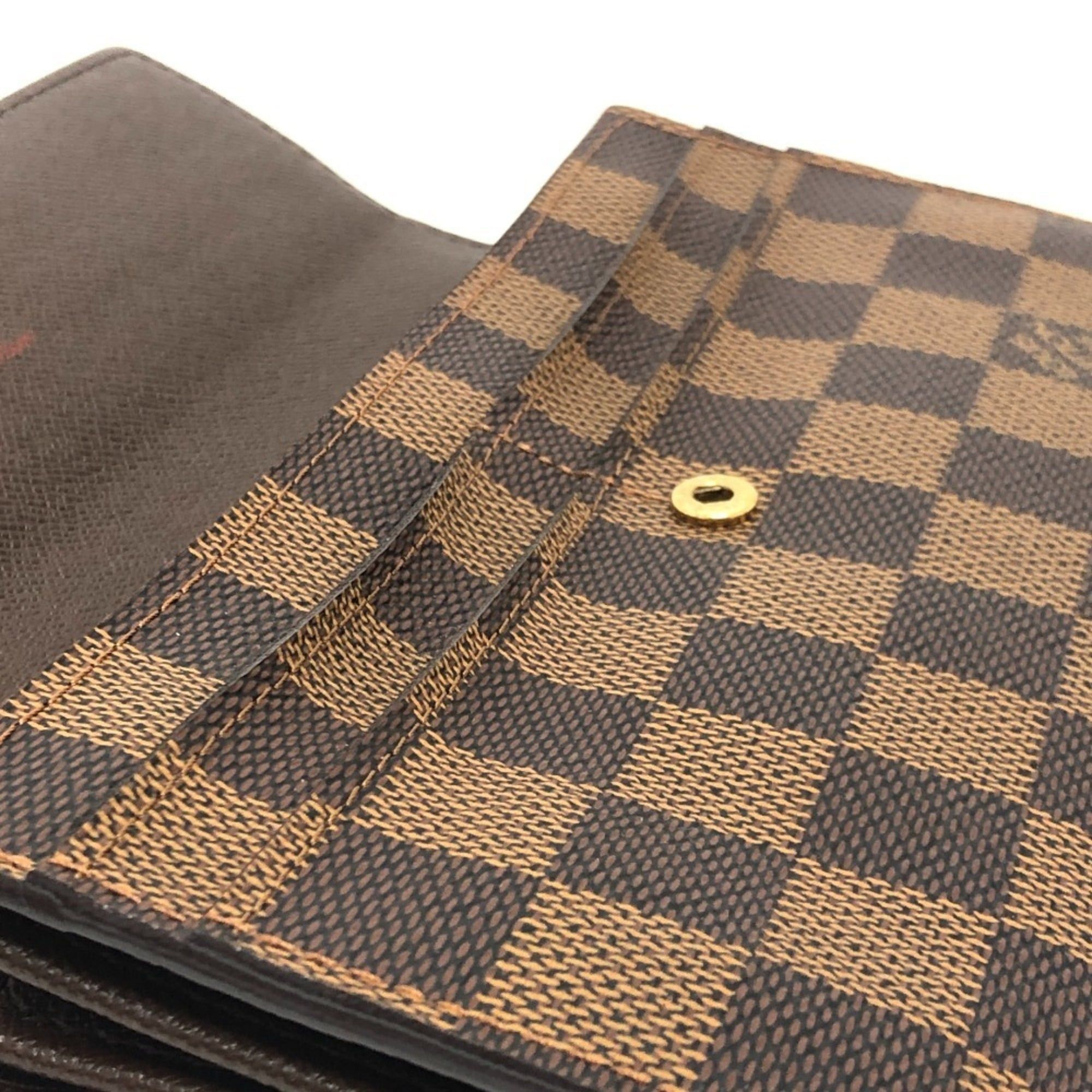 Louis Vuitton LOUIS VUITTON N61734 Portefeuille Sarah Long Wallet, Bifold, Damier Canvas, Ebene, Brown, Women's Size ONE SIZE - 9 Thumbnail
