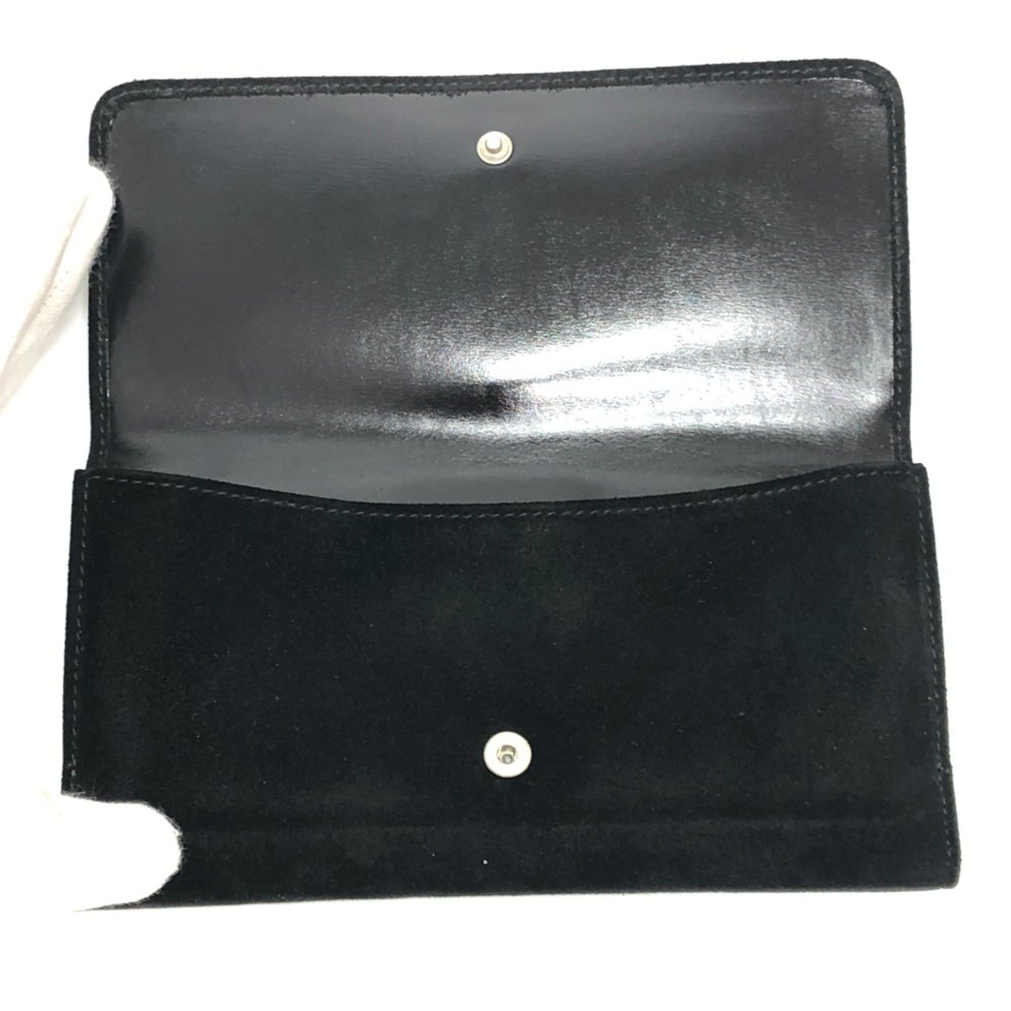 Gucci GUCCI Old Gucci Interlocking G Long Wallet, Flap Suede and Enamel, Women's, Black Size ONE SIZE - 8 Thumbnail