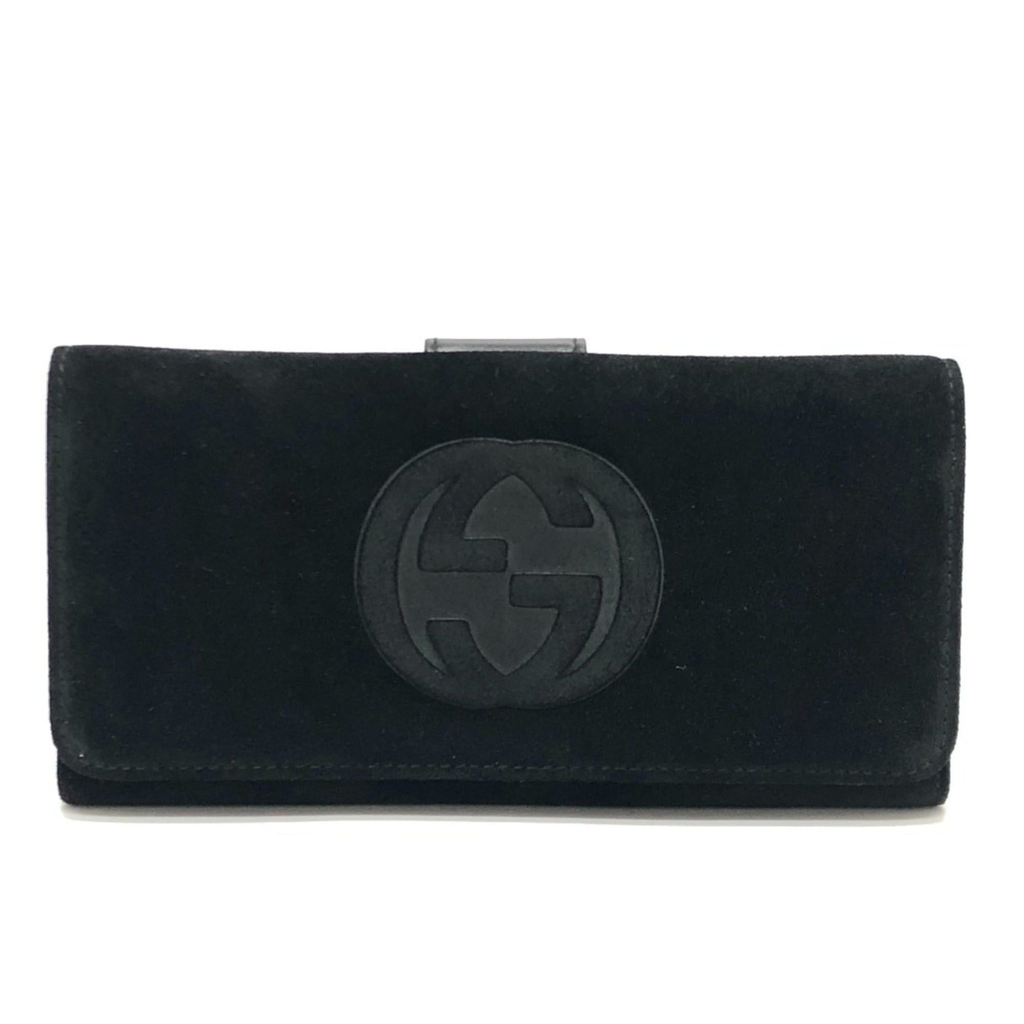 Gucci GUCCI Old Gucci Interlocking G Long Wallet, Flap Suede and Enamel, Women's, Black Size ONE SIZE - 2 Thumbnail