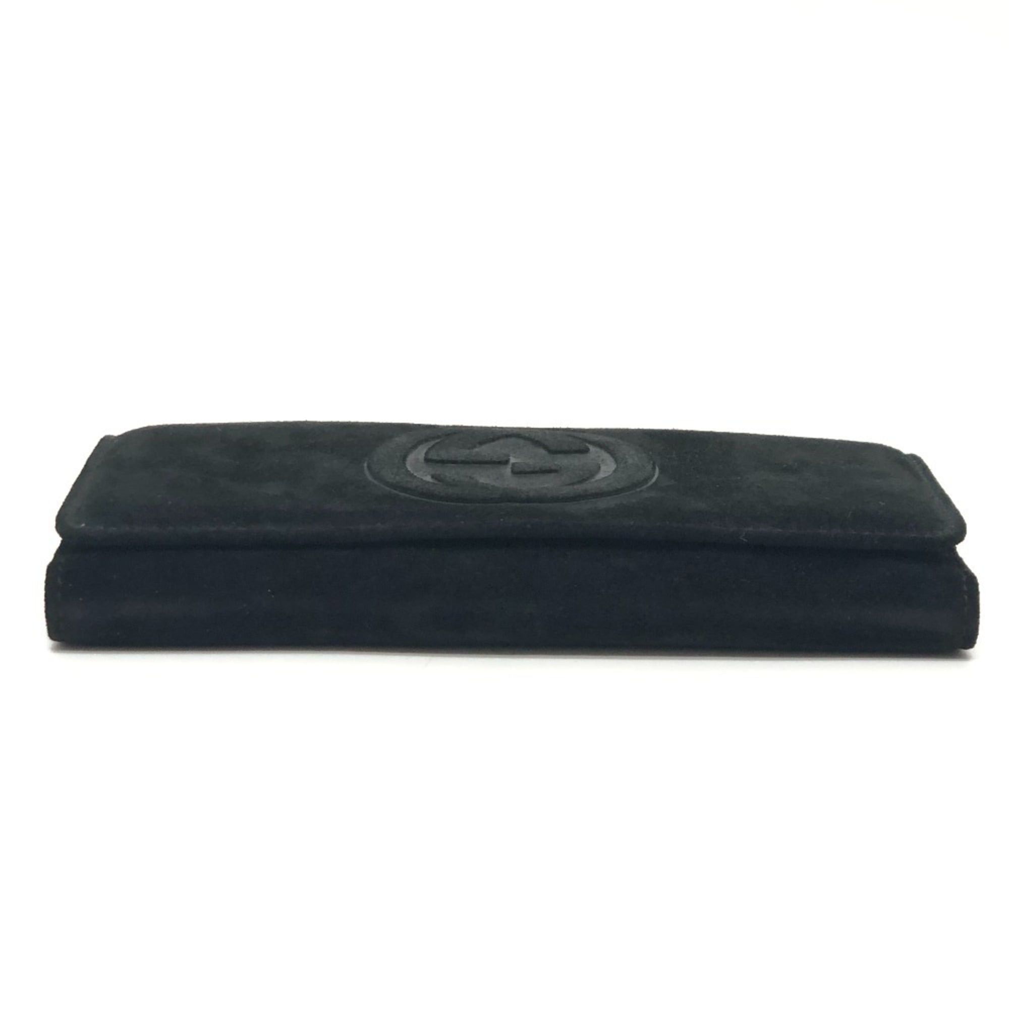 Gucci GUCCI Old Gucci Interlocking G Long Wallet, Flap Suede and Enamel, Women's, Black Size ONE SIZE - 6 Thumbnail