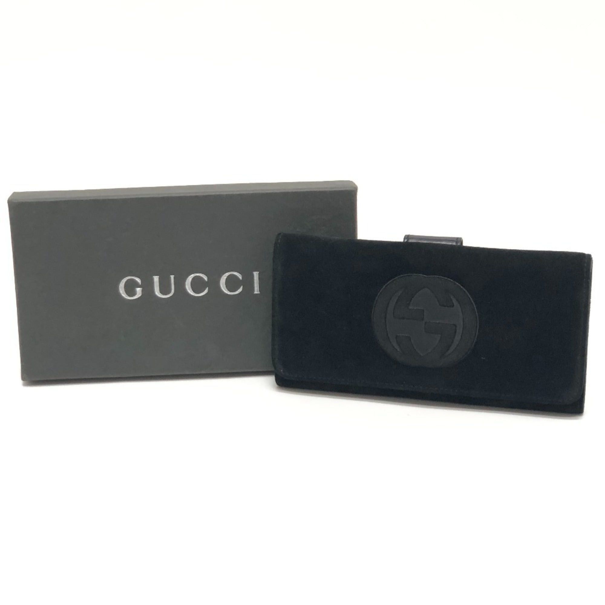 Gucci GUCCI Old Gucci Interlocking G Long Wallet, Flap Suede and Enamel, Women's, Black Size ONE SIZE - 18 Thumbnail