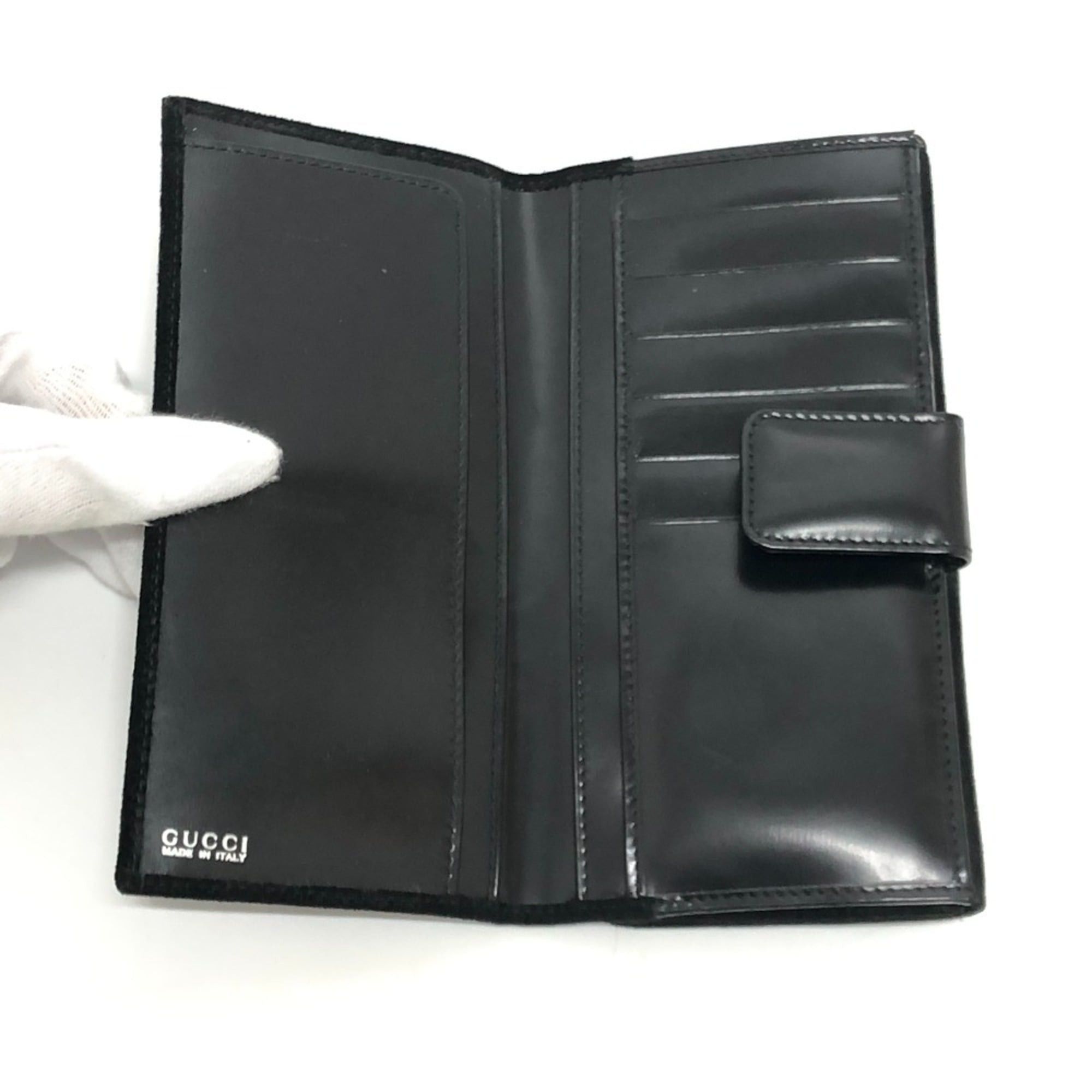 Gucci GUCCI Old Gucci Interlocking G Long Wallet, Flap Suede and Enamel, Women's, Black Size ONE SIZE - 10 Thumbnail