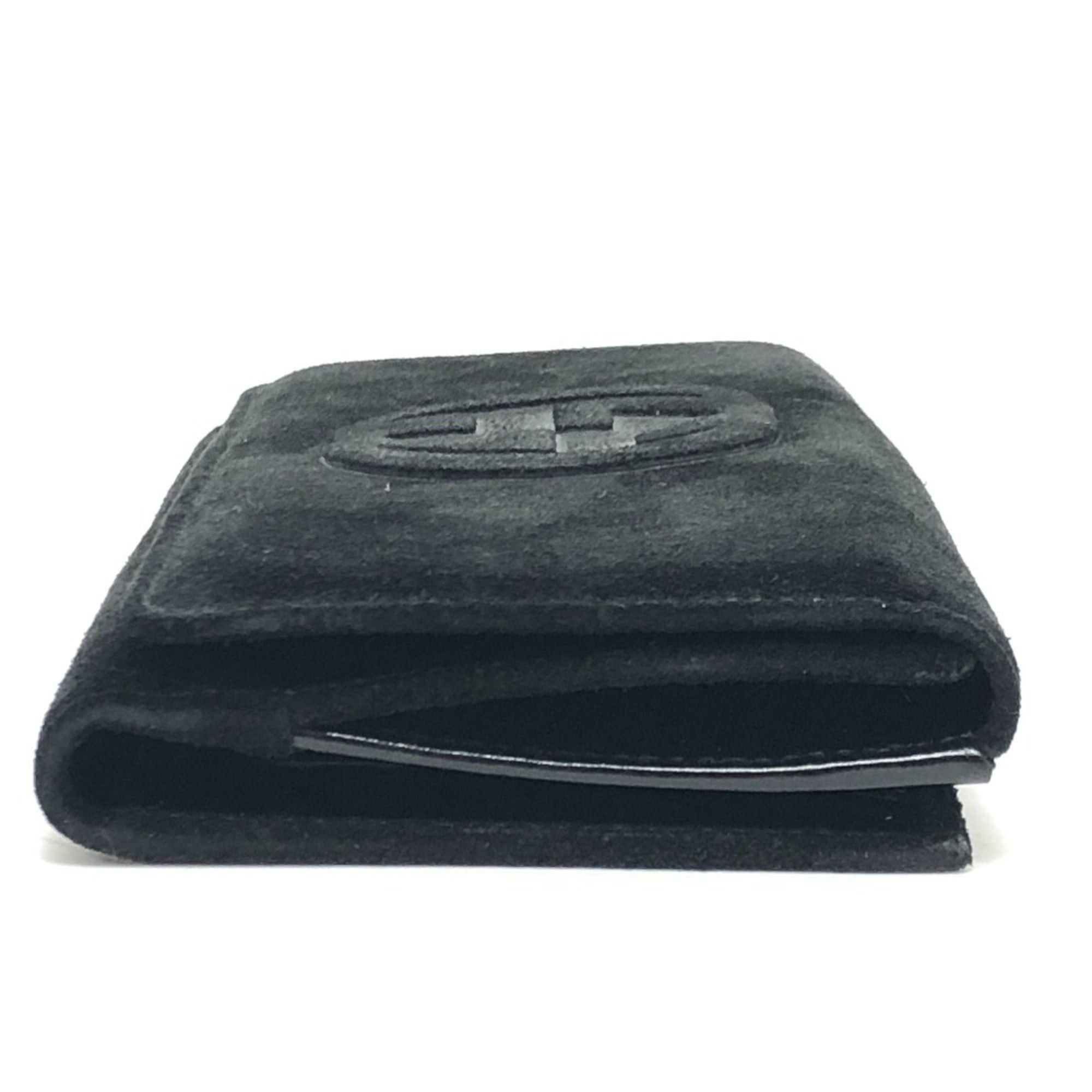 Gucci GUCCI Old Gucci Interlocking G Long Wallet, Flap Suede and Enamel, Women's, Black Size ONE SIZE - 3 Thumbnail
