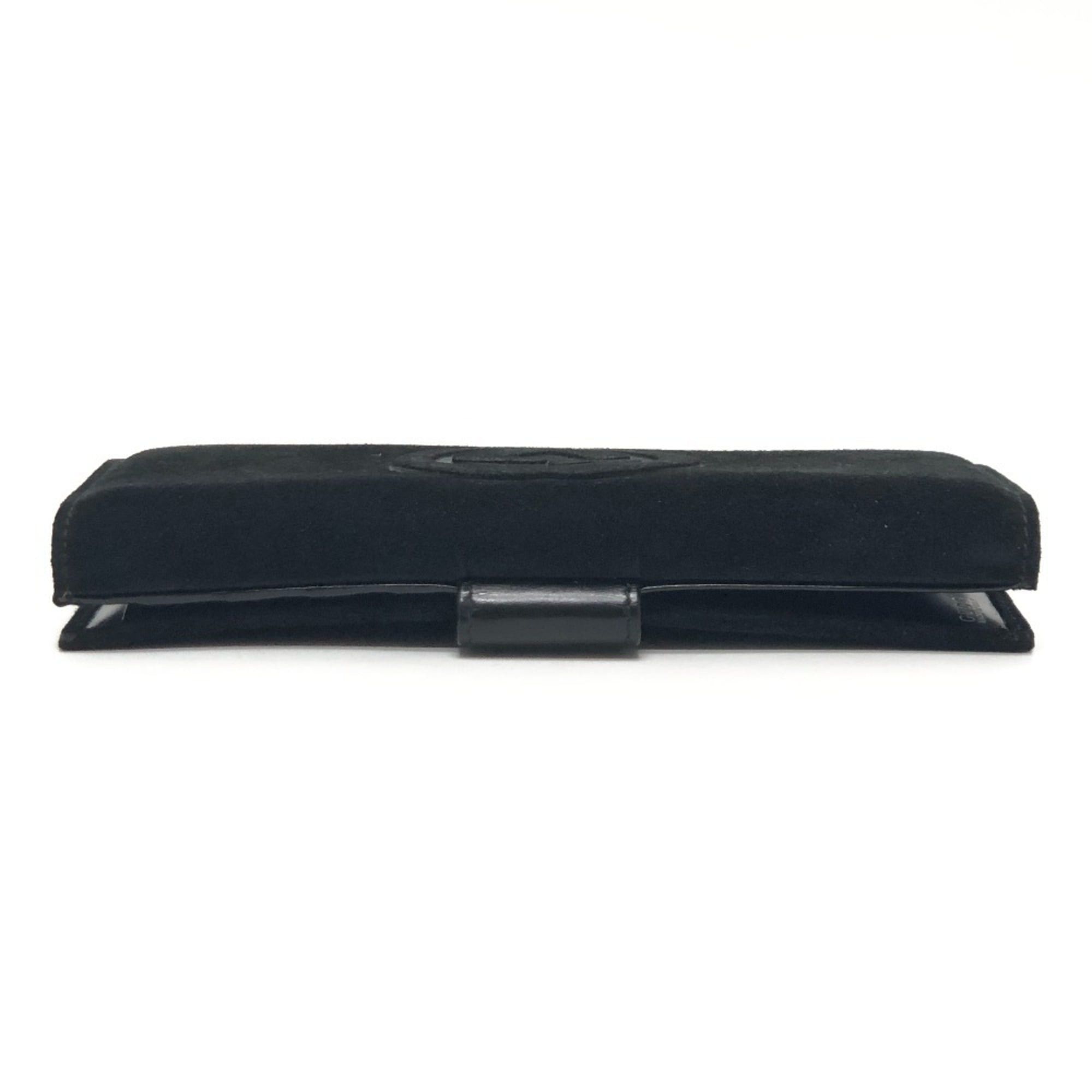 Gucci GUCCI Old Gucci Interlocking G Long Wallet, Flap Suede and Enamel, Women's, Black Size ONE SIZE - 5 Thumbnail