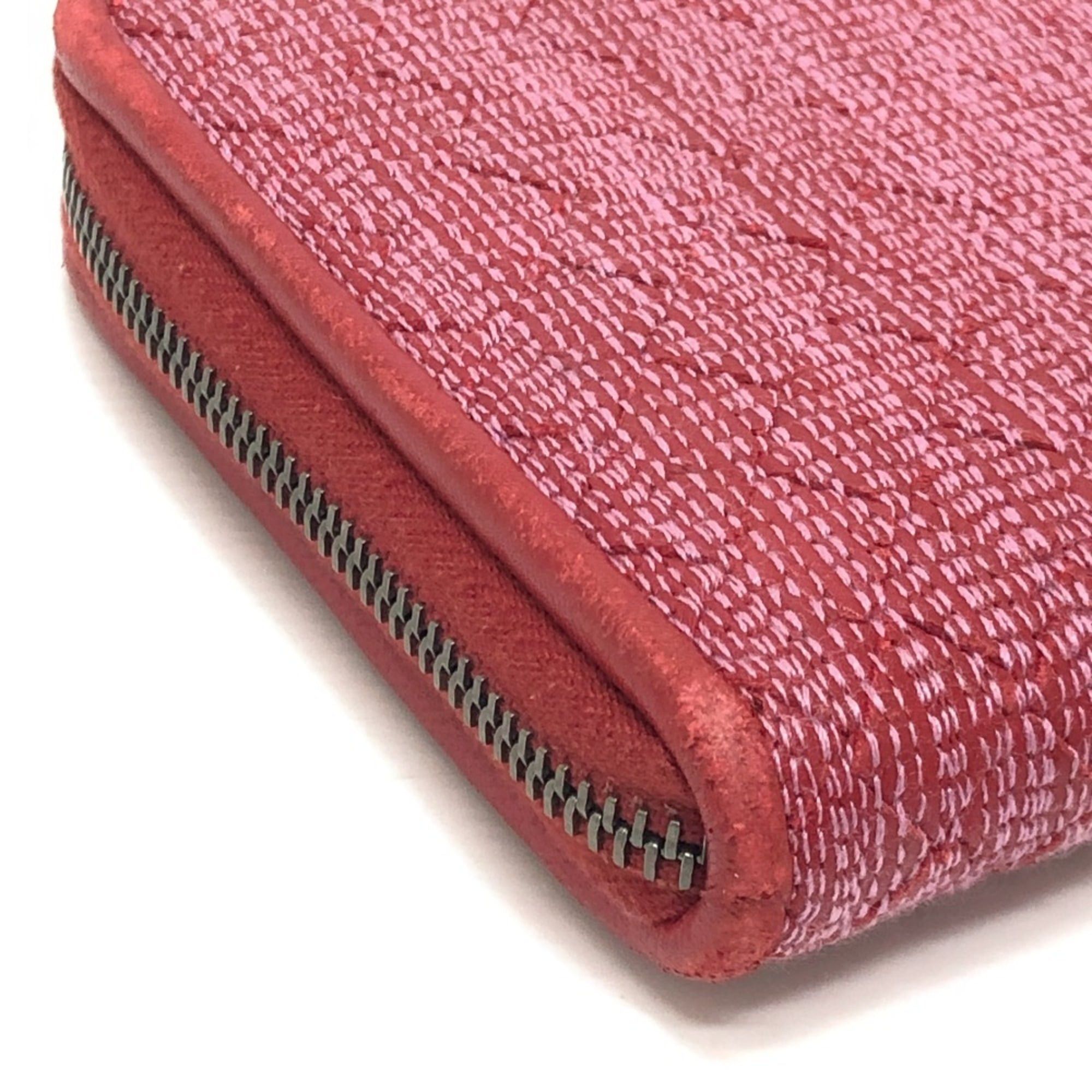Bottega Veneta BOTTEGA VENETA Intrecciato Poodle Dog Strap Round Zip-Around Wallet in Leather and Canvas, Women's, Red Size ONE SIZE - 10 Thumbnail