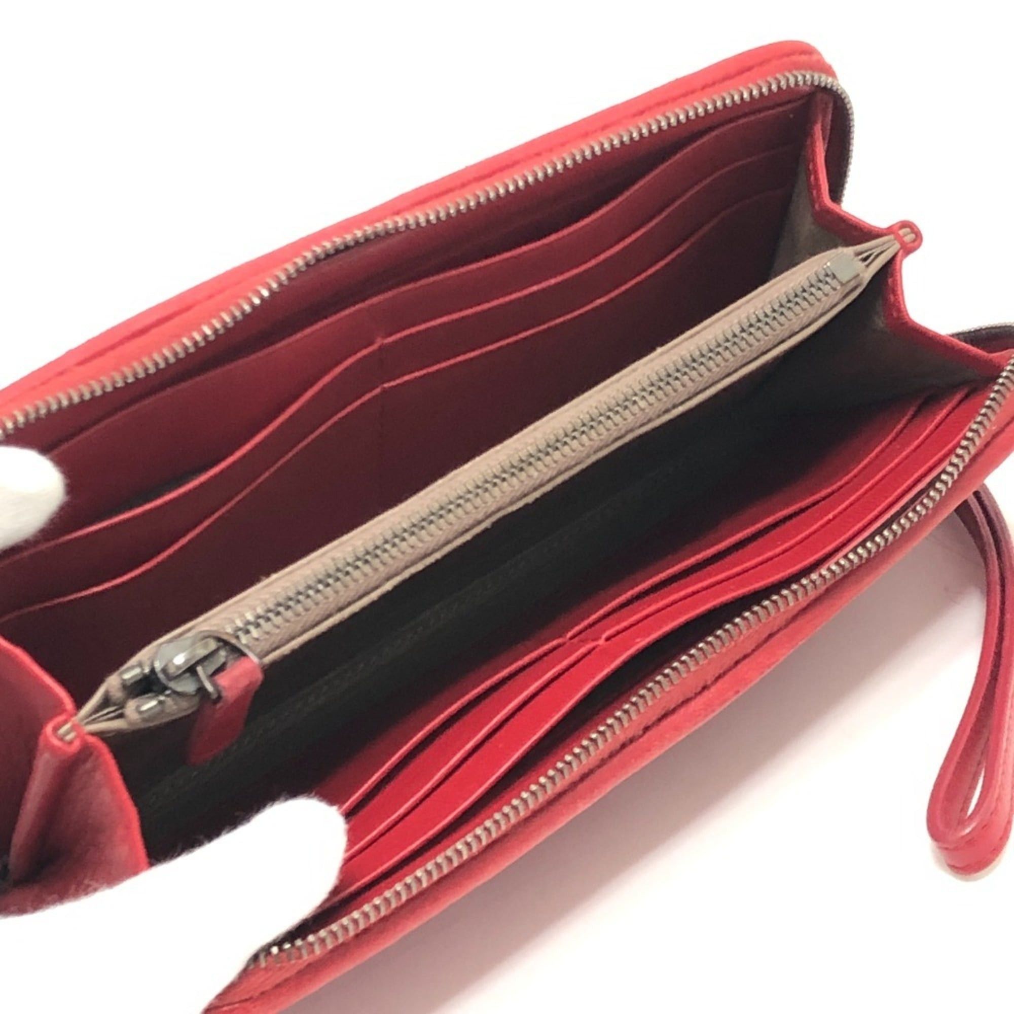 Bottega Veneta BOTTEGA VENETA Intrecciato Poodle Dog Strap Round Zip-Around Wallet in Leather and Canvas, Women's, Red Size ONE SIZE - 11 Thumbnail