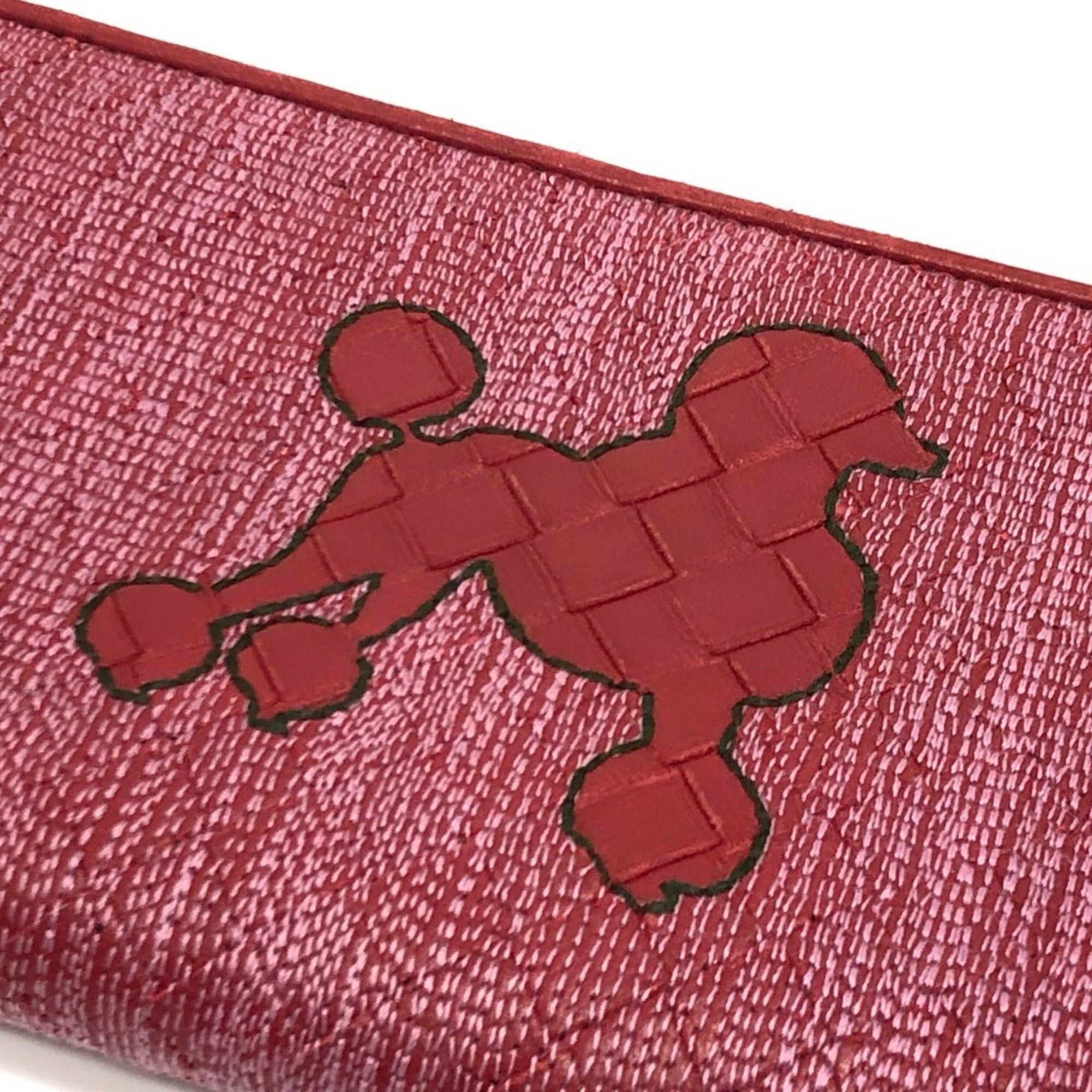 Bottega Veneta BOTTEGA VENETA Intrecciato Poodle Dog Strap Round Zip-Around Wallet in Leather and Canvas, Women's, Red Size ONE SIZE - 8 Thumbnail