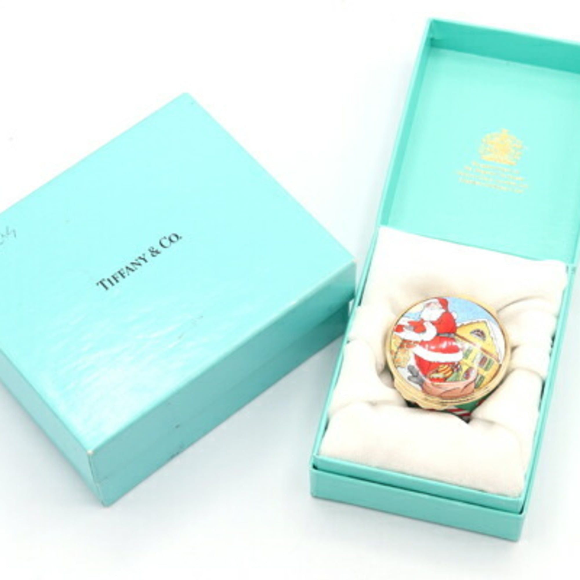 Tiffany & Co. Tiffany & Co. Halcyon Days collaboration pill case, multicolored gold enamel metal 1994 Christmas Santa, HALCYON DAYS, TIFFANY CO. Size ONE SIZE - 9 Thumbnail