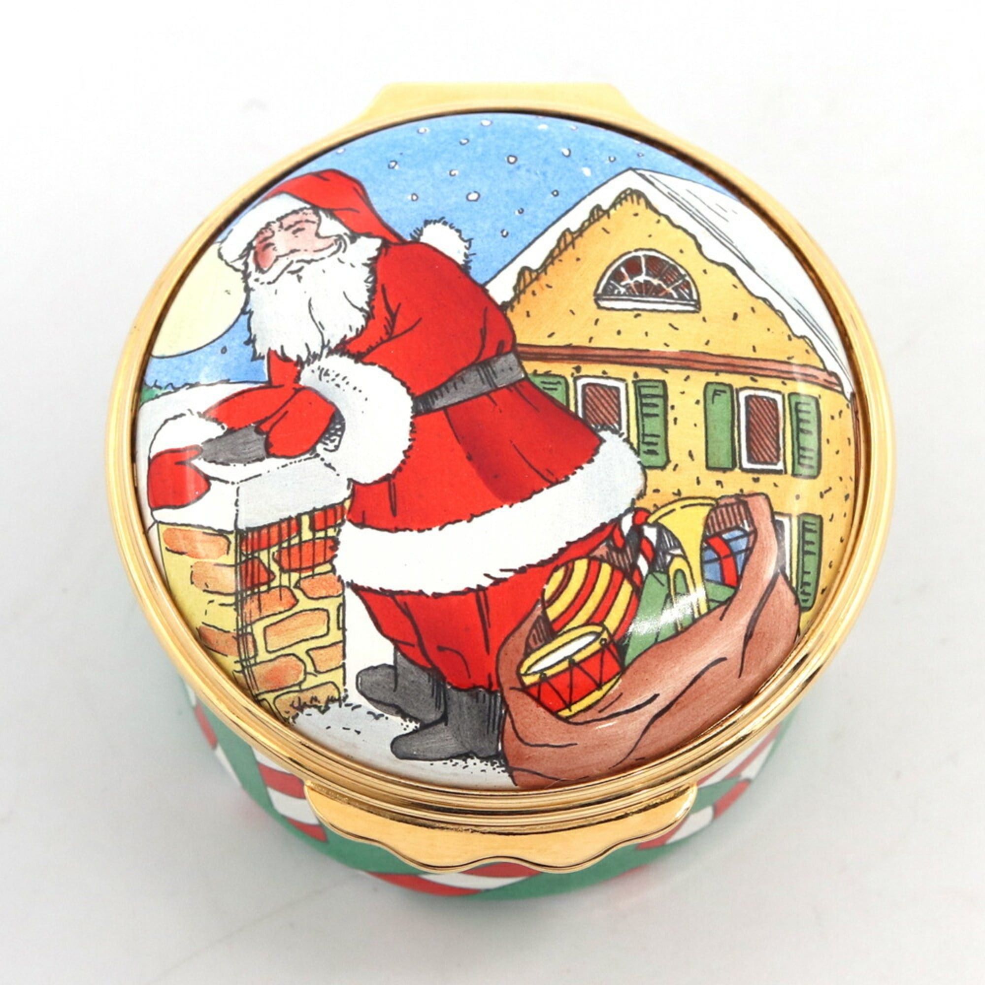 Tiffany & Co. Tiffany & Co. Halcyon Days collaboration pill case, multicolored gold enamel metal 1994 Christmas Santa, HALCYON DAYS, TIFFANY CO. Size ONE SIZE - 3 Thumbnail