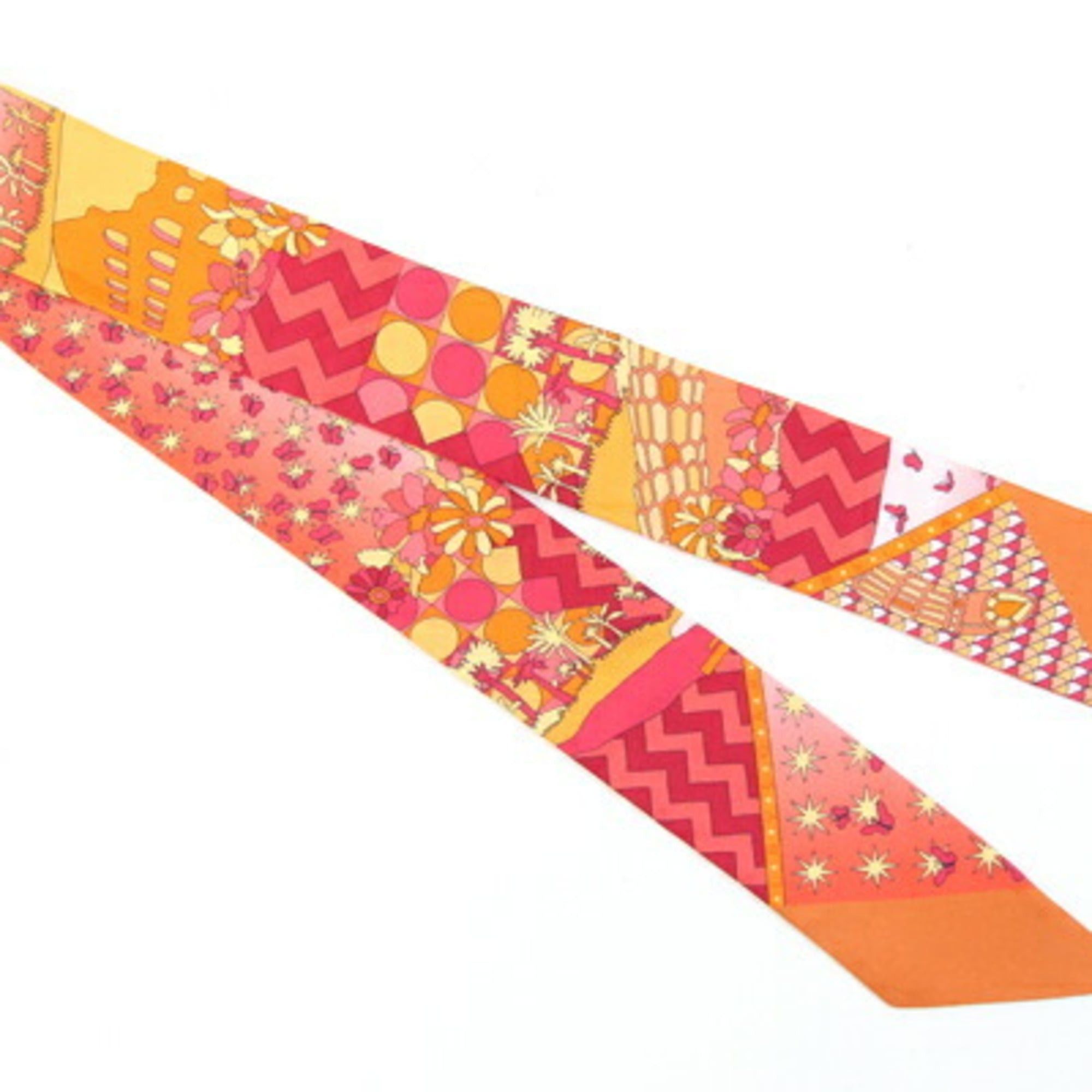 Bvlgari BVLGARI Serpenti Scarf Muffler in Orange, 100% Silk, Ribbon Scarf, Bag Charm, Women's Size ONE SIZE - 2 Thumbnail