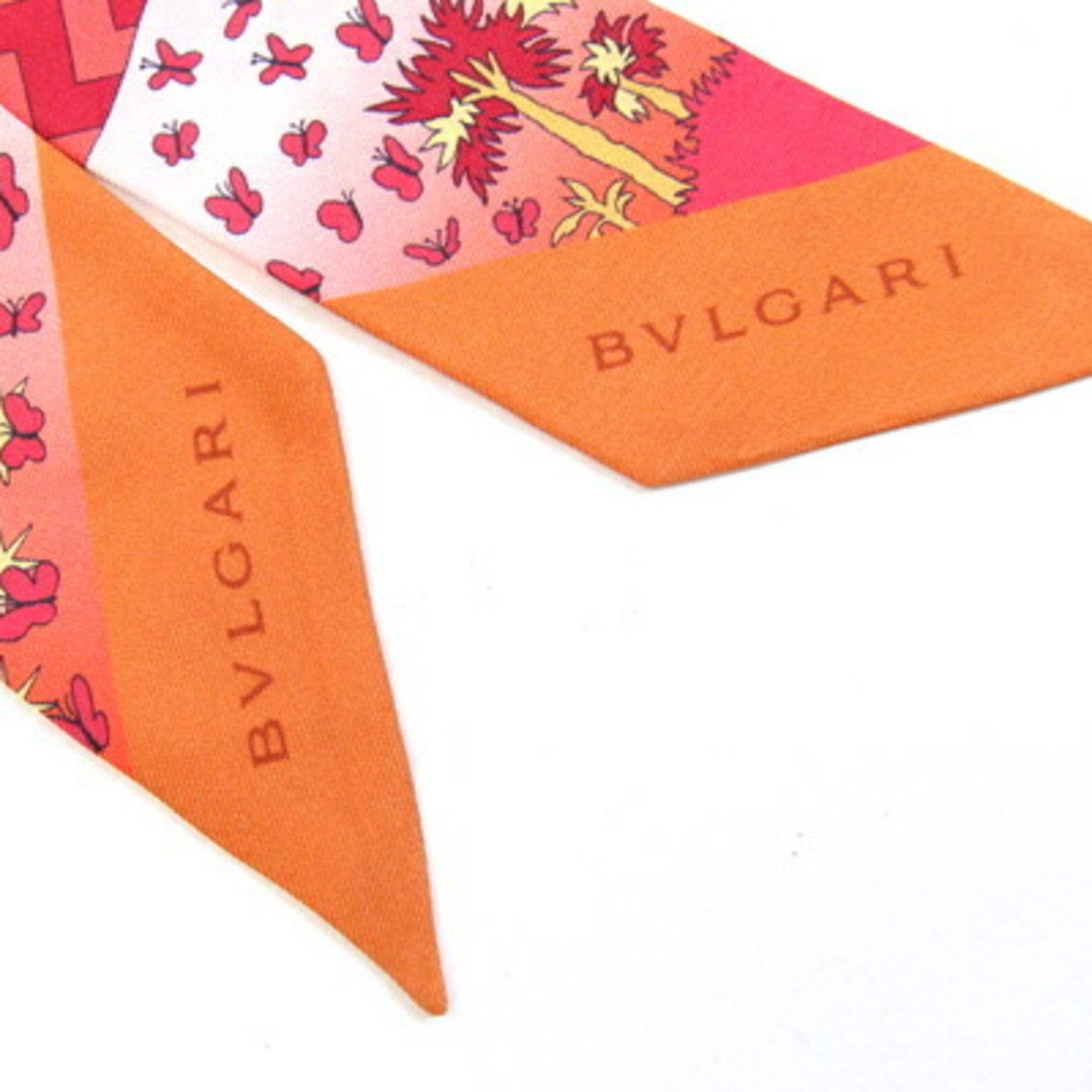 Bvlgari BVLGARI Serpenti Scarf Muffler in Orange, 100% Silk, Ribbon Scarf, Bag Charm, Women's Size ONE SIZE - 4 Thumbnail