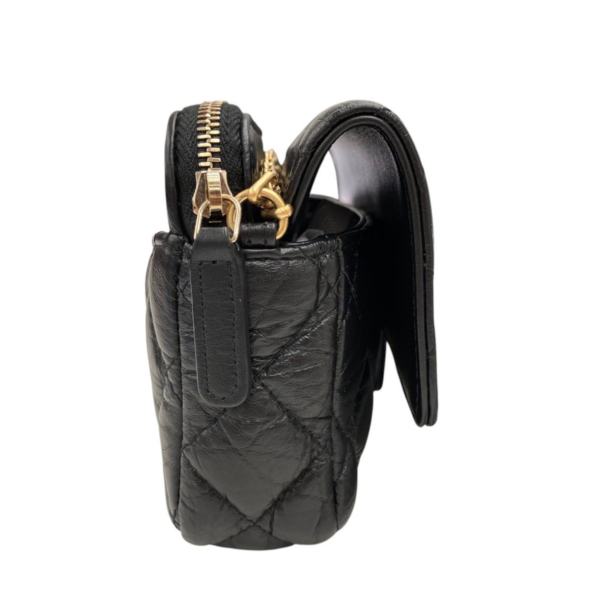 Chanel CHANEL AP2215 Chain Wallet 2.55 Calfskin Phone Case Black Women's Size ONE SIZE - 3 Thumbnail