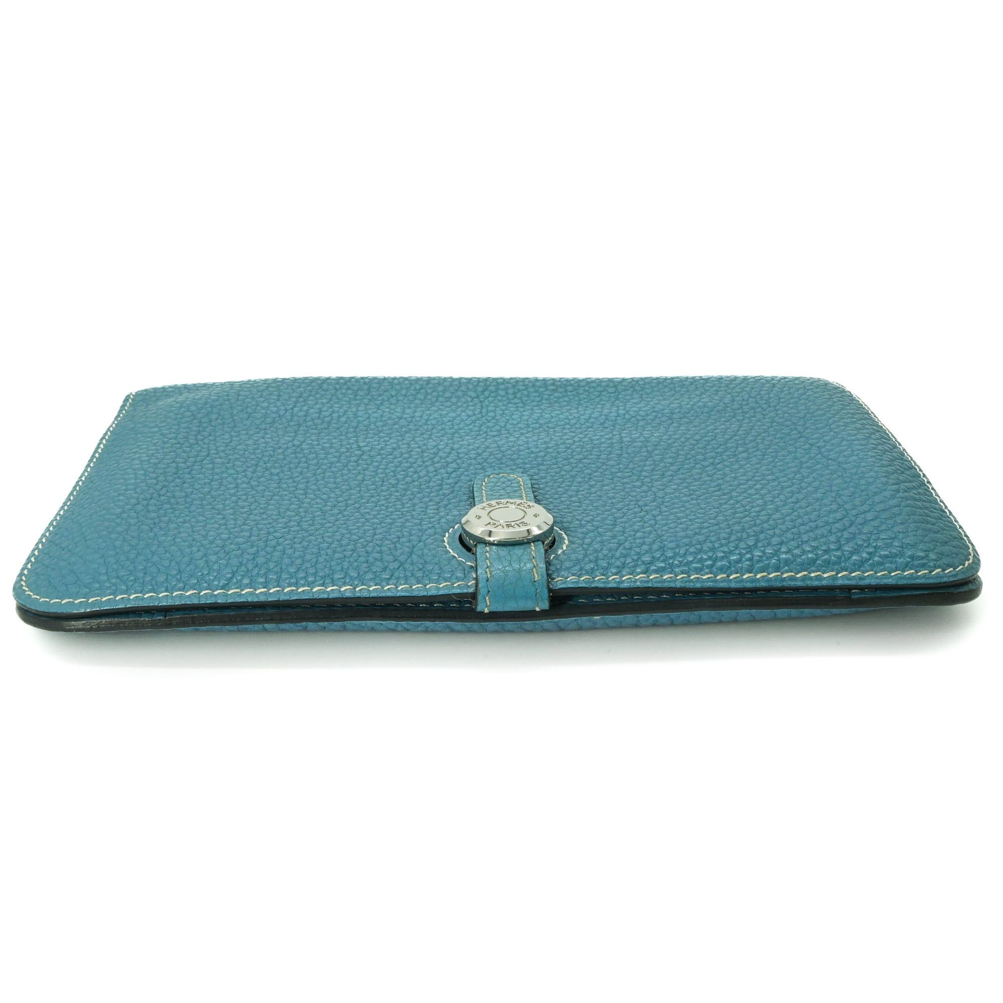 Hermes HERMES Dogon Duo GM Long Wallet, Togo Leather Bifold Blue Jean #□H Size ONE SIZE - 4 Thumbnail