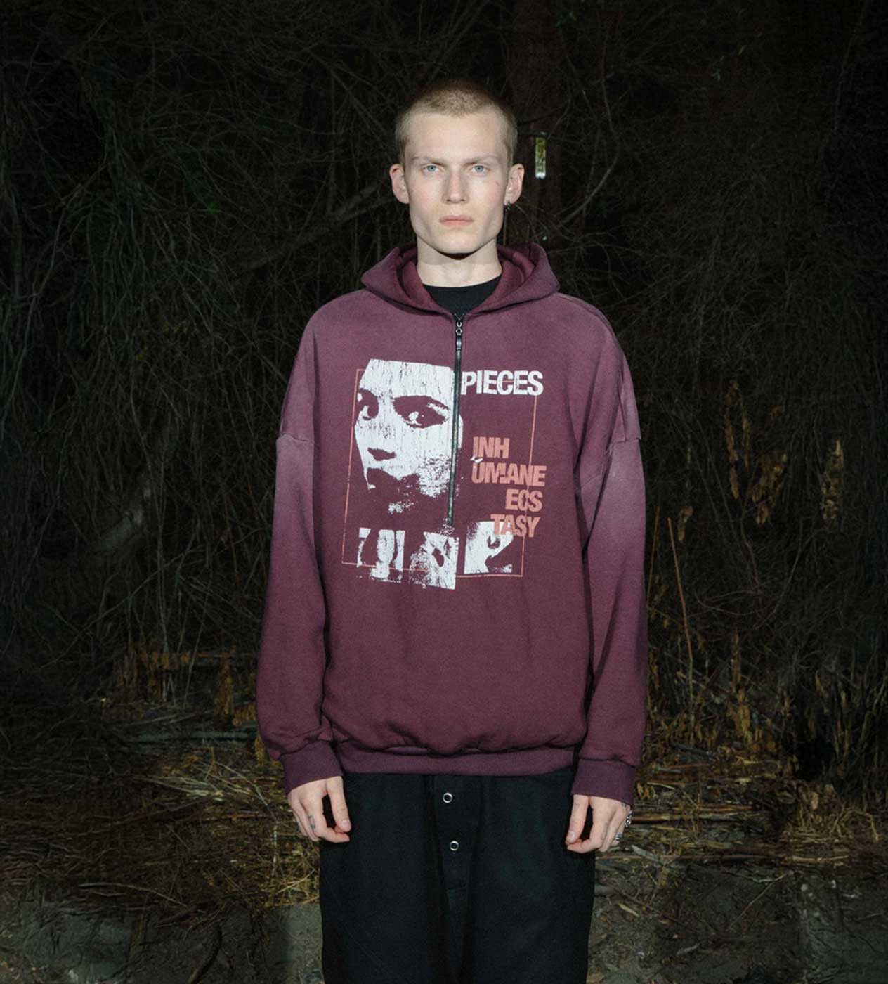 Other Pieces Inhumane Half Zip Sweatshirt Maroon Size US L / EU 52-54 / 3 - 4 Thumbnail
