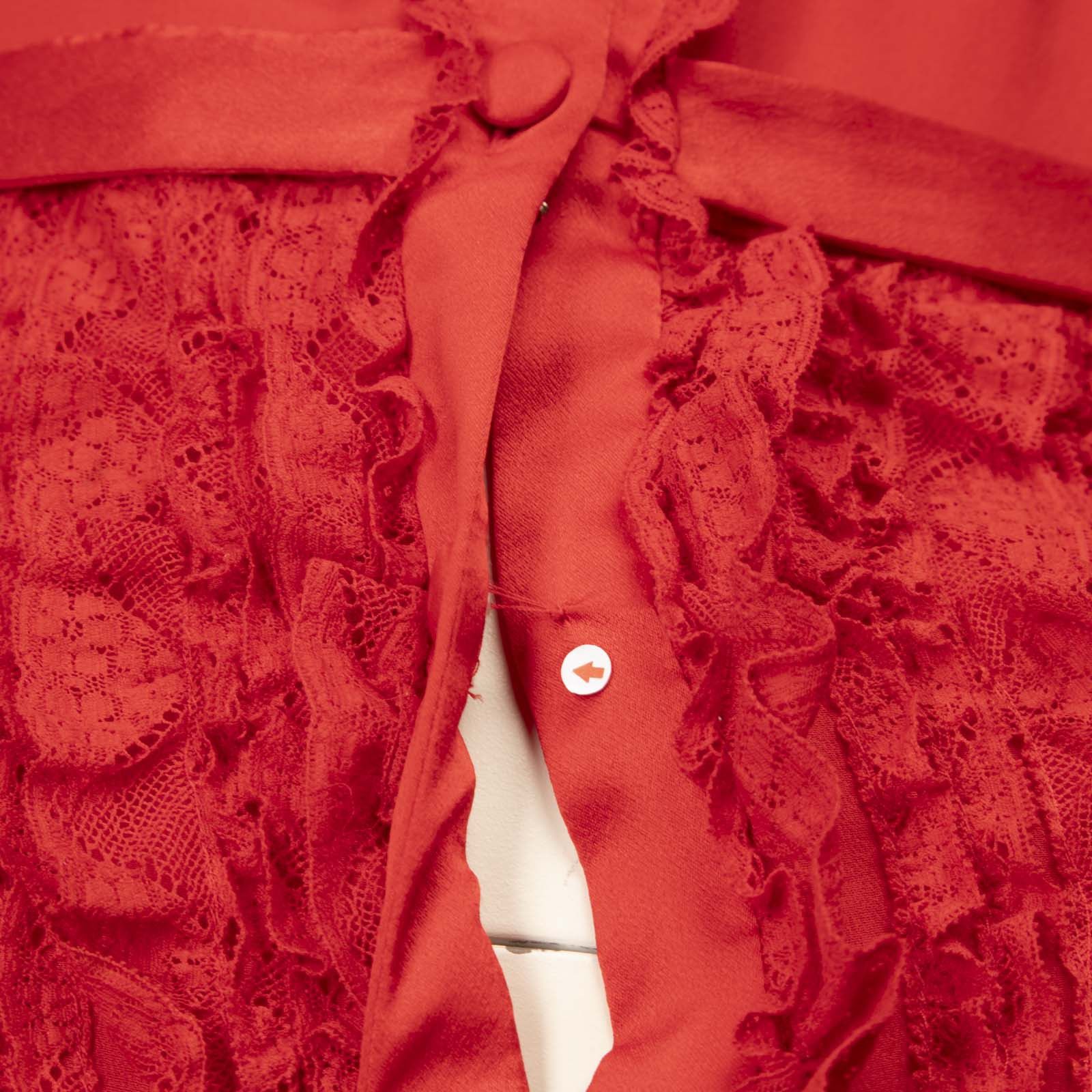 Valentino Red Sleeveless Lace Ruffle Trim Dress Size S / US 4 / IT 40 - 5 Thumbnail