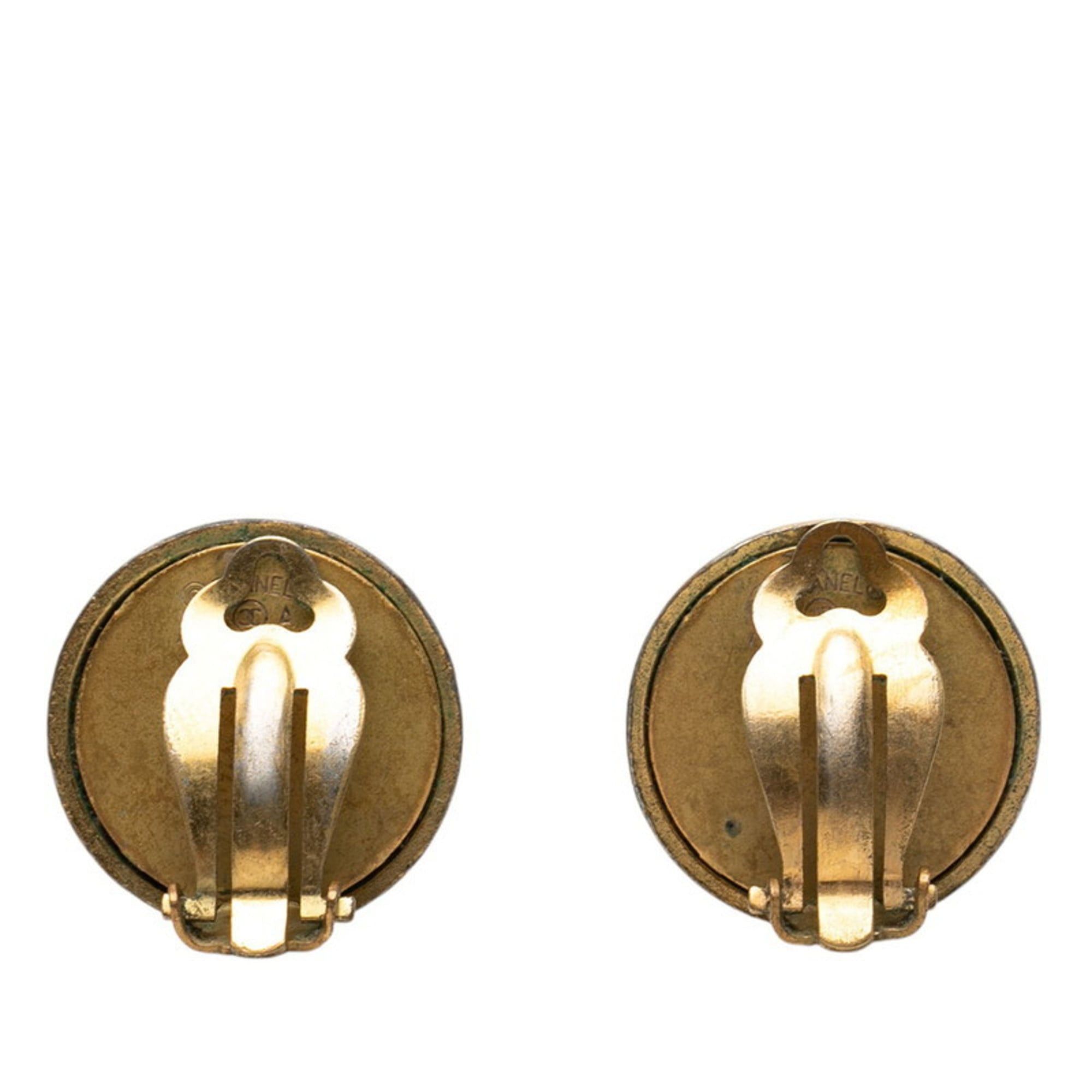 Chanel CHANEL Vintage Logo Earrings, Gold and Black Plated, Women's Size ONE SIZE - 2 Thumbnail