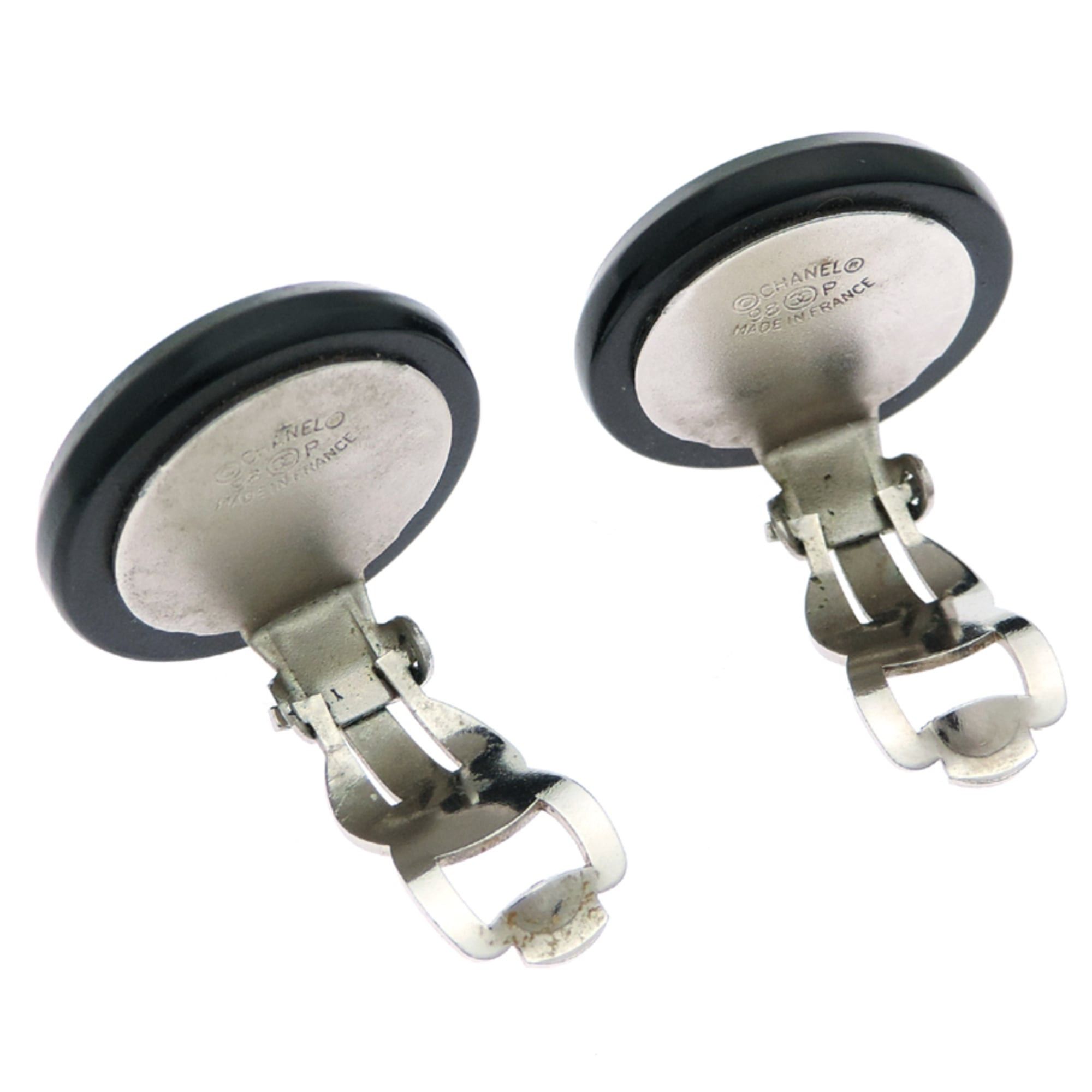 Chanel Chanel Coco Mark Earrings (No Elastic Backing) Women's Plastic Black Size ONE SIZE - 4 Thumbnail