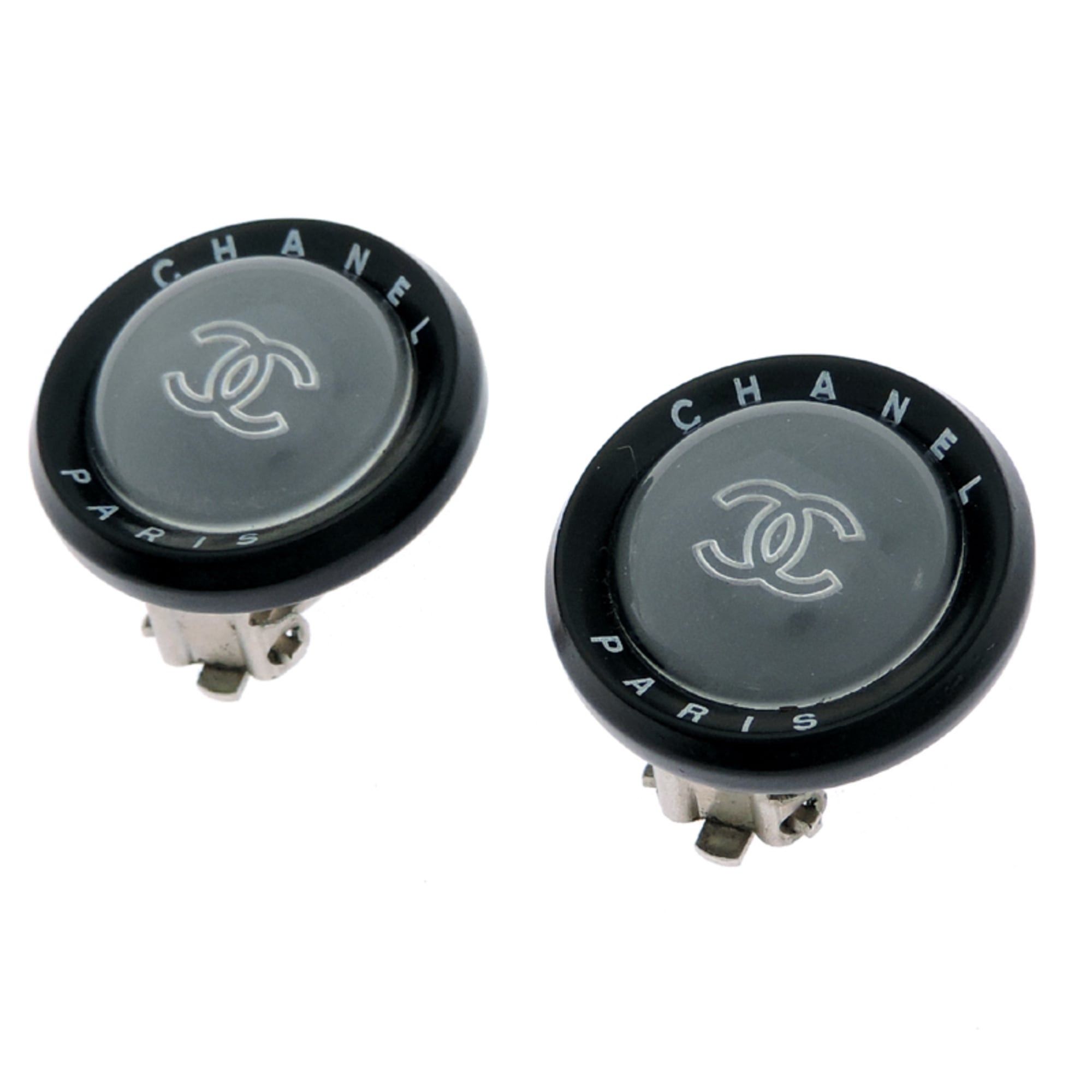 Chanel Chanel Coco Mark Earrings (No Elastic Backing) Women's Plastic Black Size ONE SIZE - 2 Thumbnail