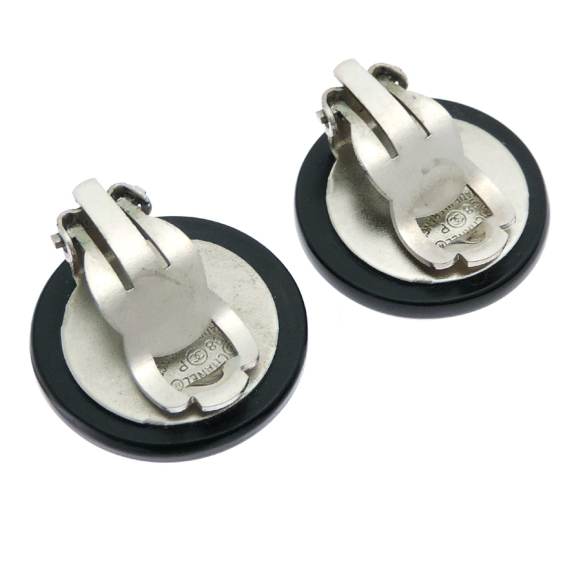 Chanel Chanel Coco Mark Earrings (No Elastic Backing) Women's Plastic Black Size ONE SIZE - 3 Thumbnail
