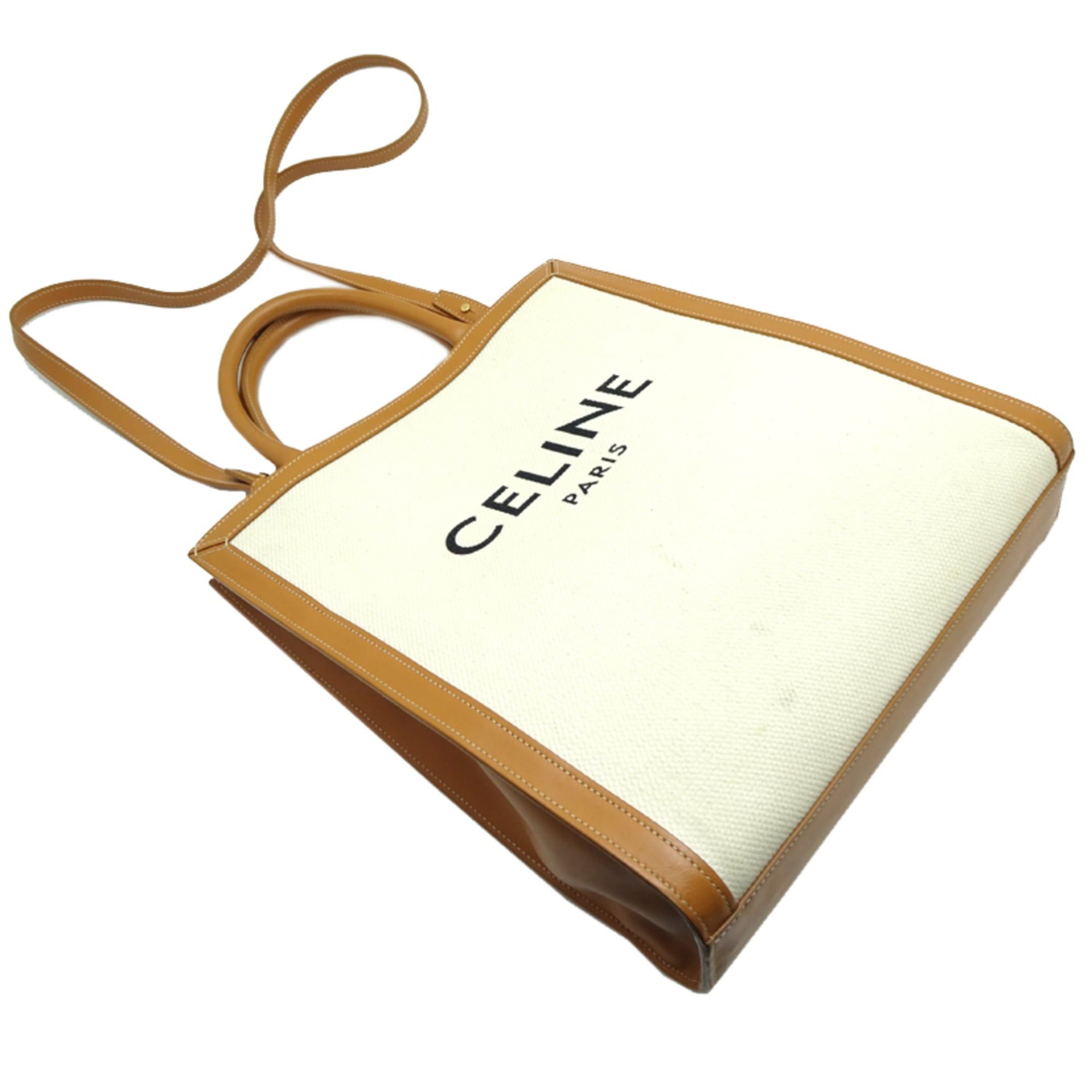Celine Celine Vertical Cabas Small 2-Way Tote Bag, Women's/Men's, 192082, Coated Canvas, White Size ONE SIZE - 3 Thumbnail