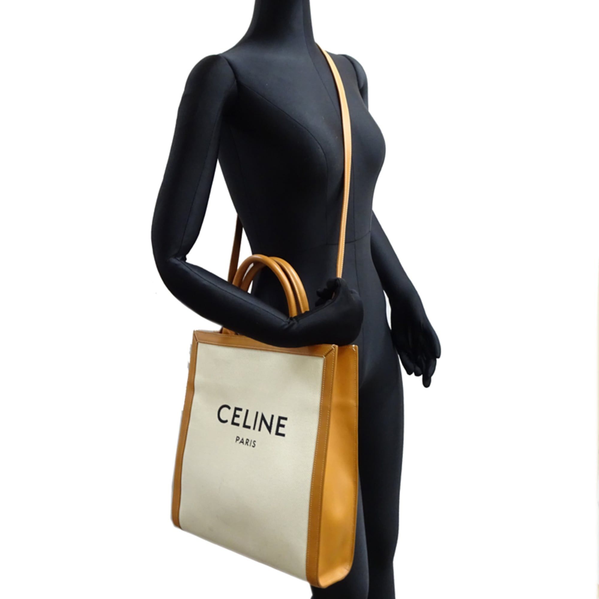 Celine Celine Vertical Cabas Small 2-Way Tote Bag, Women's/Men's, 192082, Coated Canvas, White Size ONE SIZE - 10 Thumbnail
