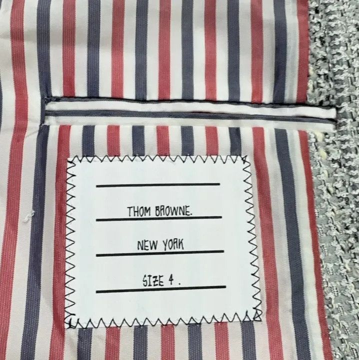 Thom Browne Thom Browne SS21 Striped Blazer in Light Gray Size US S / EU 44-46 / 1 - 6 Thumbnail