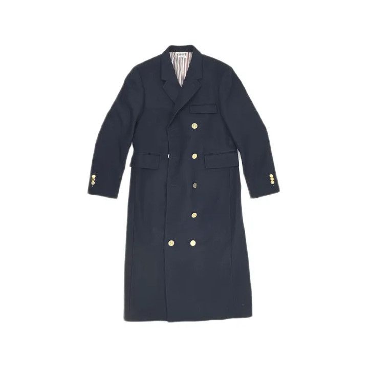 Thom Browne Thom Browne Navy Blue Double-Breasted Coat Size US S / EU 44-46 / 1 - 2 Thumbnail