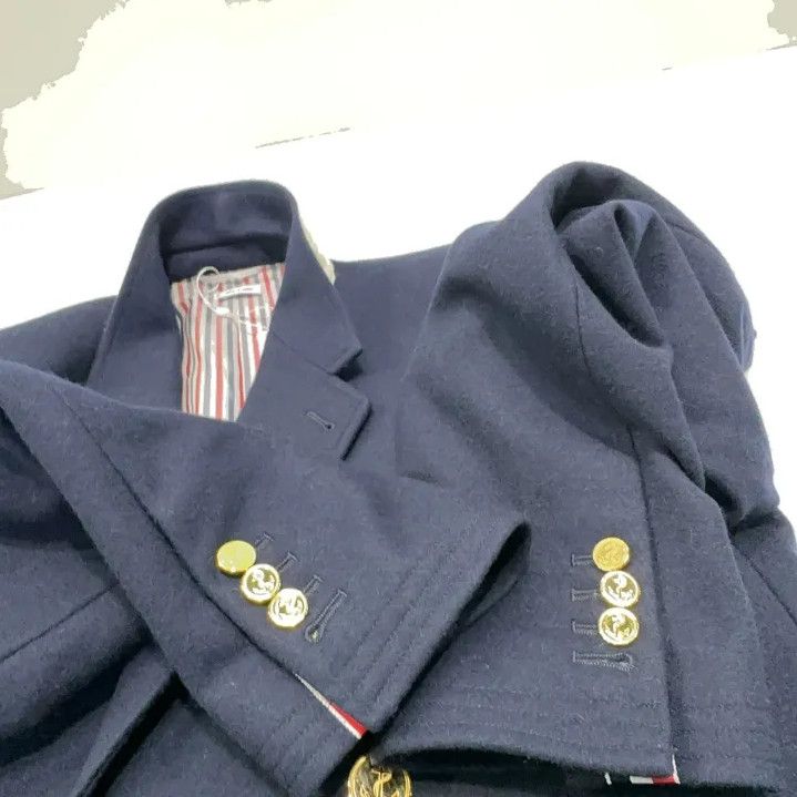 Thom Browne Thom Browne Navy Blue Double-Breasted Coat Size US S / EU 44-46 / 1 - 9 Thumbnail