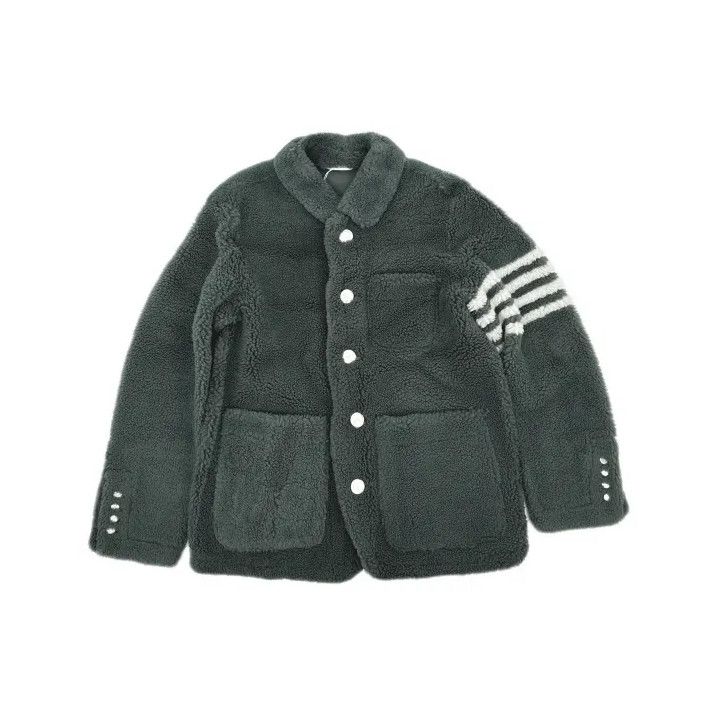 Thom Browne Thom Browne Green Shearling Long Sleeve Jacket Size US M / EU 48-50 / 2 - 2 Thumbnail