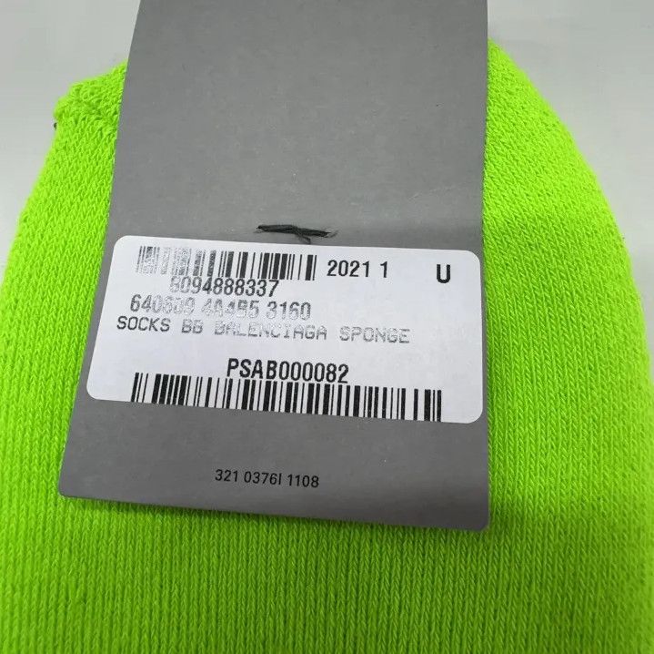 Balenciaga Balenciaga Green Logo Embroidered Knit Socks Size ONE SIZE - 5 Thumbnail