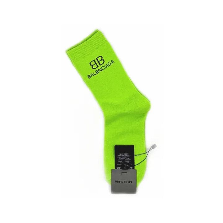 Balenciaga Balenciaga Green Logo Embroidered Knit Socks Size ONE SIZE - 2 Thumbnail