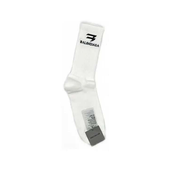 Balenciaga Balenciaga White Logo Knit Ankle Socks Size ONE SIZE - 2 Thumbnail