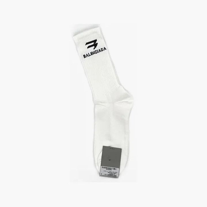 Balenciaga Balenciaga White Logo Knit Ankle Socks Size ONE SIZE - 3 Thumbnail