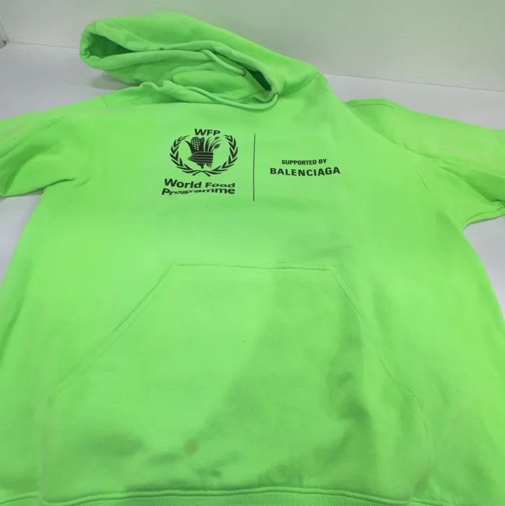 Balenciaga Balenciaga Logo Print Hooded Sweatshirt in Green Size US XS / EU 42 / 0 - 19 Thumbnail