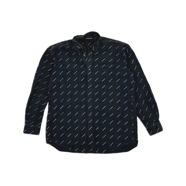 Balenciaga Balenciaga Black Logo Print Casual Long Sleeve Shirt Size US M / EU 48-50 / 2 - 2 Thumbnail