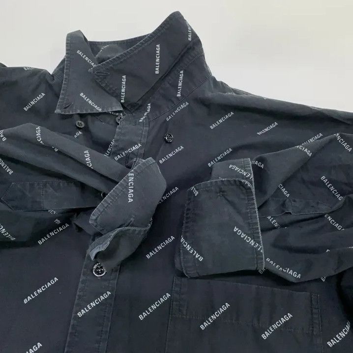 Balenciaga Balenciaga Black Logo Print Casual Long Sleeve Shirt Size US M / EU 48-50 / 2 - 9 Thumbnail