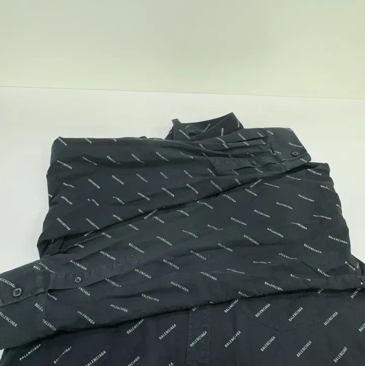 Balenciaga Balenciaga Black Logo Print Casual Long Sleeve Shirt Size US M / EU 48-50 / 2 - 8 Thumbnail
