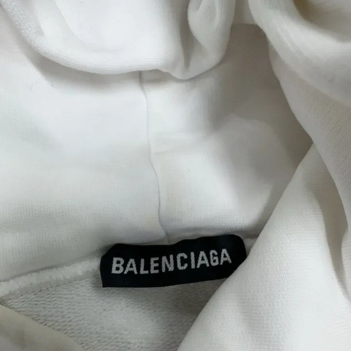 Balenciaga Balenciaga White Long Sleeve Hoodie with Prints Size US M / EU 48-50 / 2 - 5 Thumbnail
